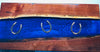 Handcrafted Black Walnut River Table Art with Blue Metallic Resin & Inlaid Horseshoes