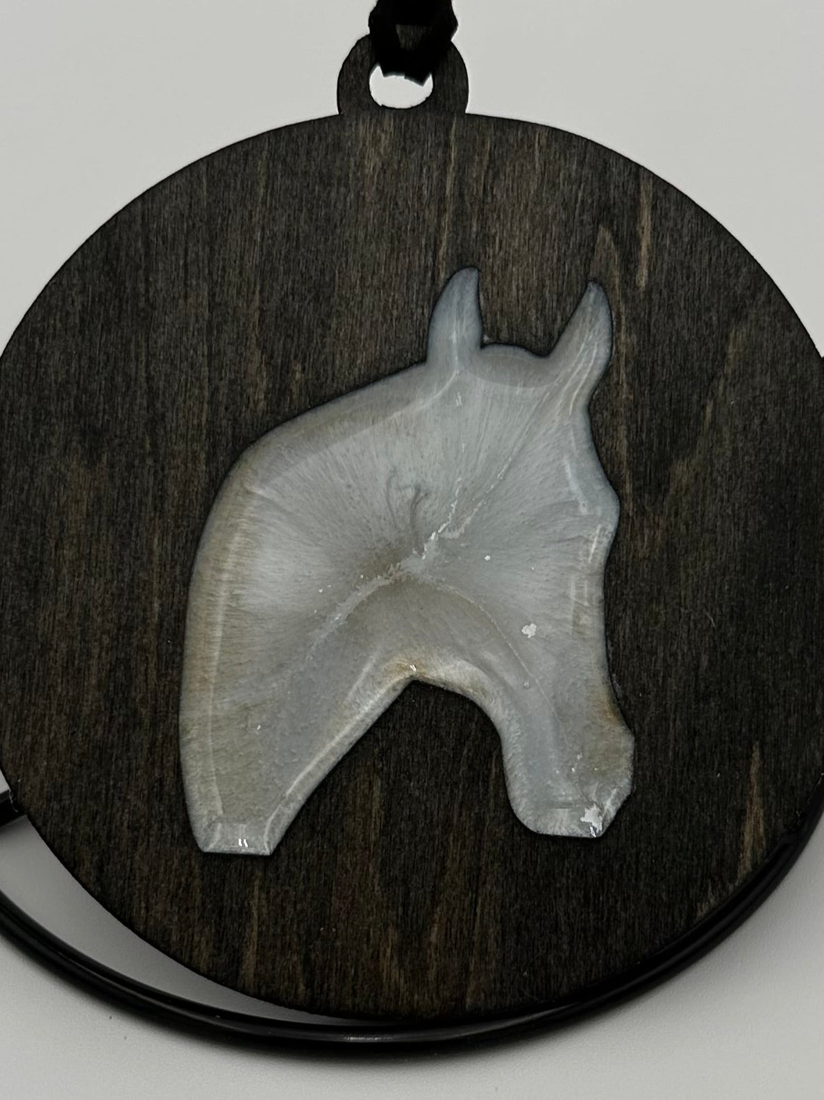Handcrafted Wood and Resin Horse Head Ornament