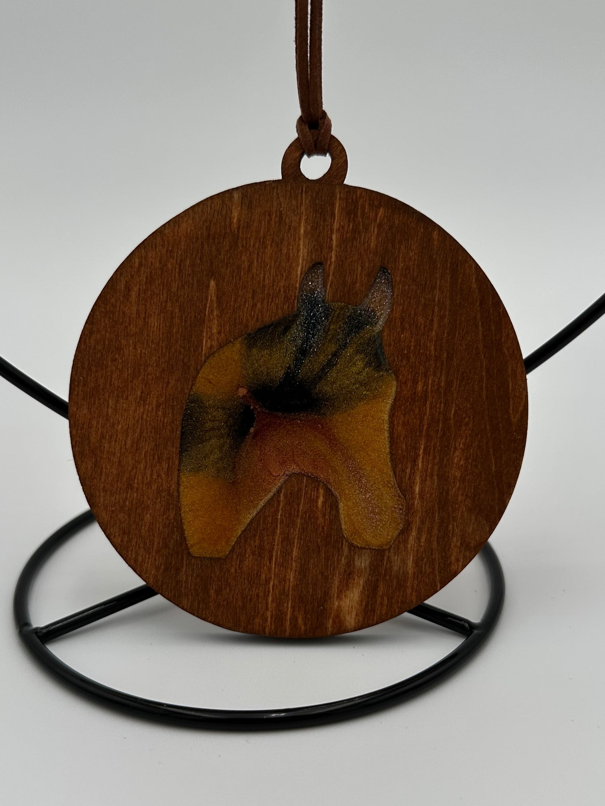 Handcrafted Wood and Resin Horse Head Ornament