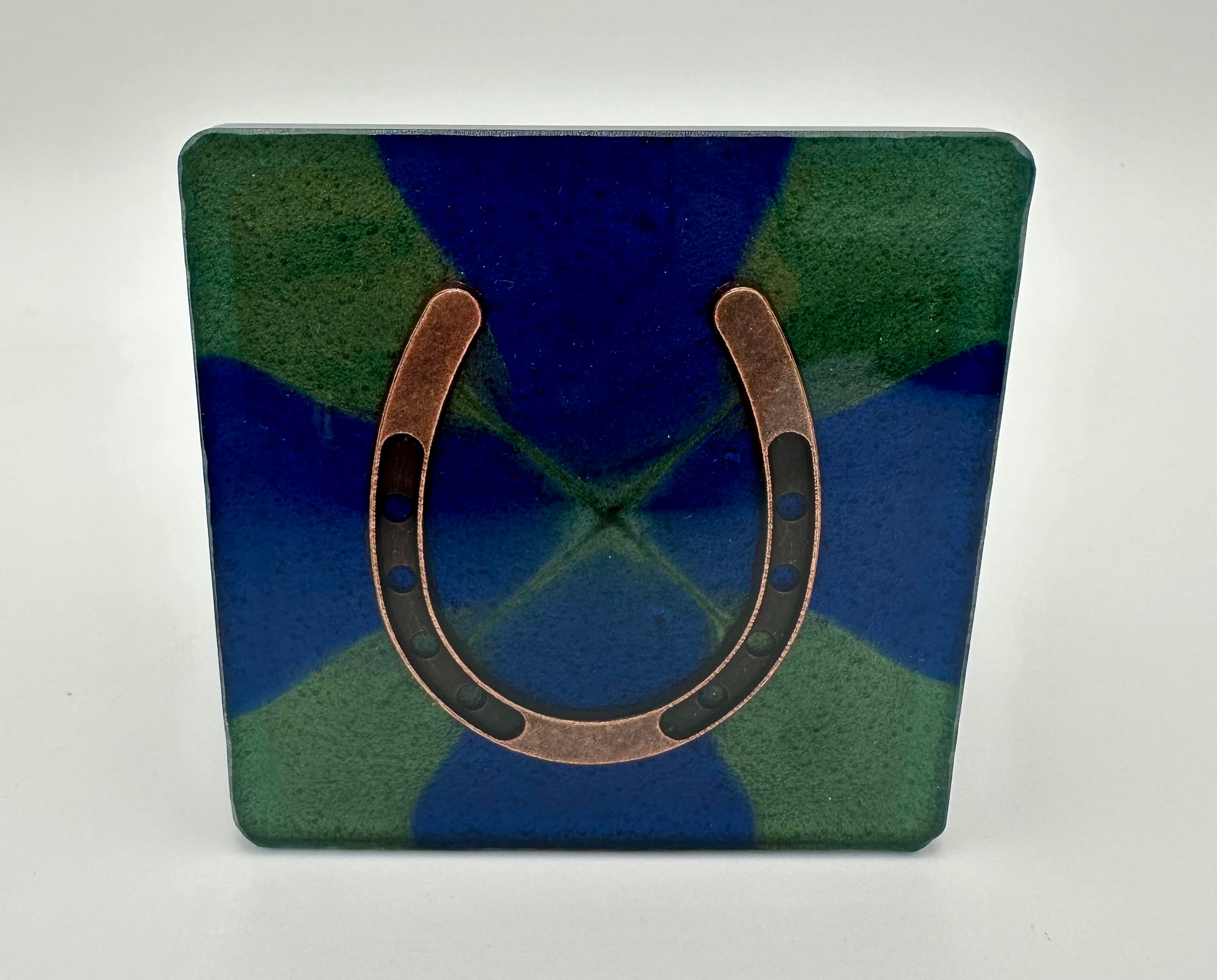 Handcrafted Resin Coasters with Horseshoe Inlay, Set of 4