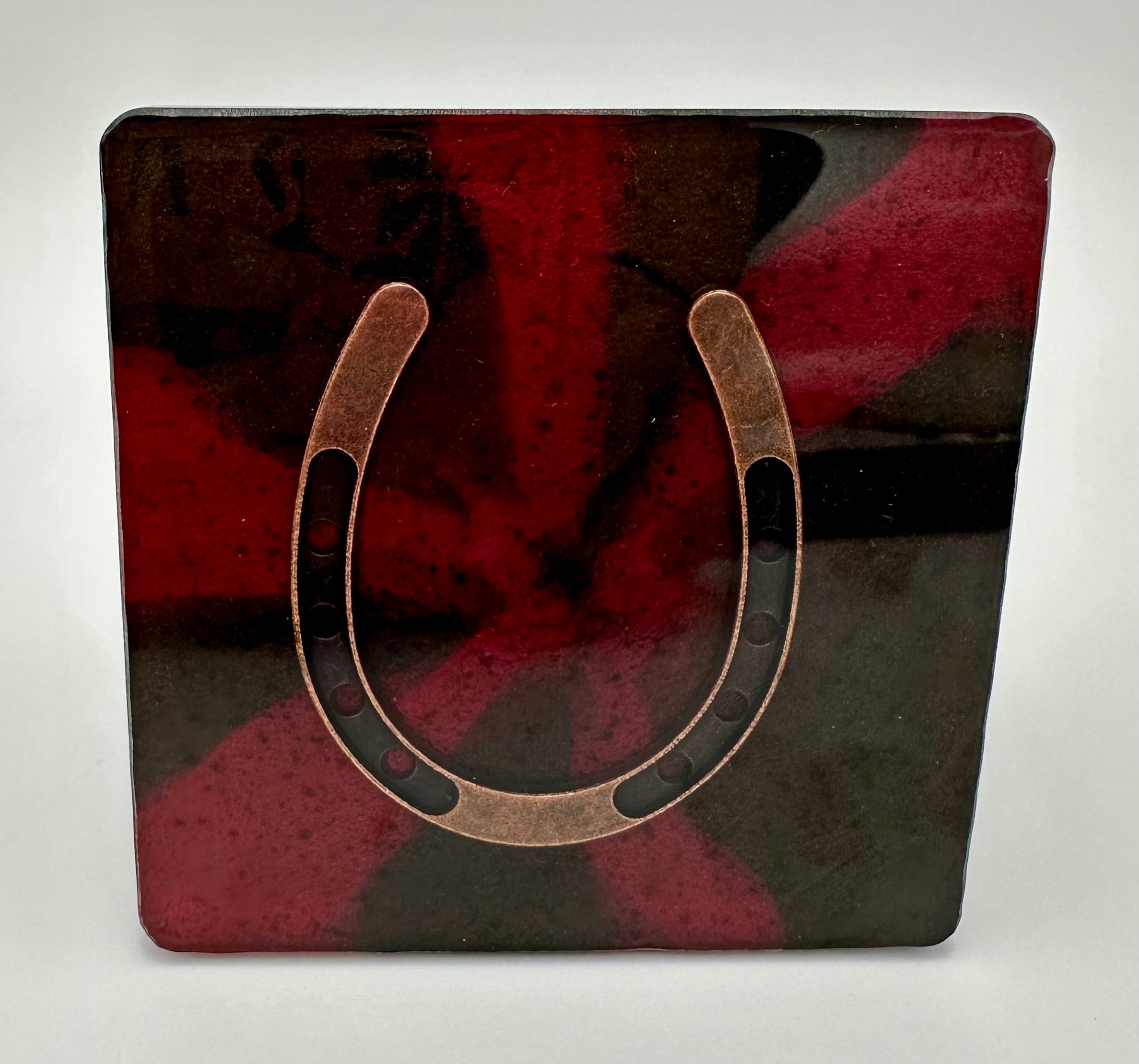 Handcrafted Resin Coasters with Horseshoe Inlay, Set of 4