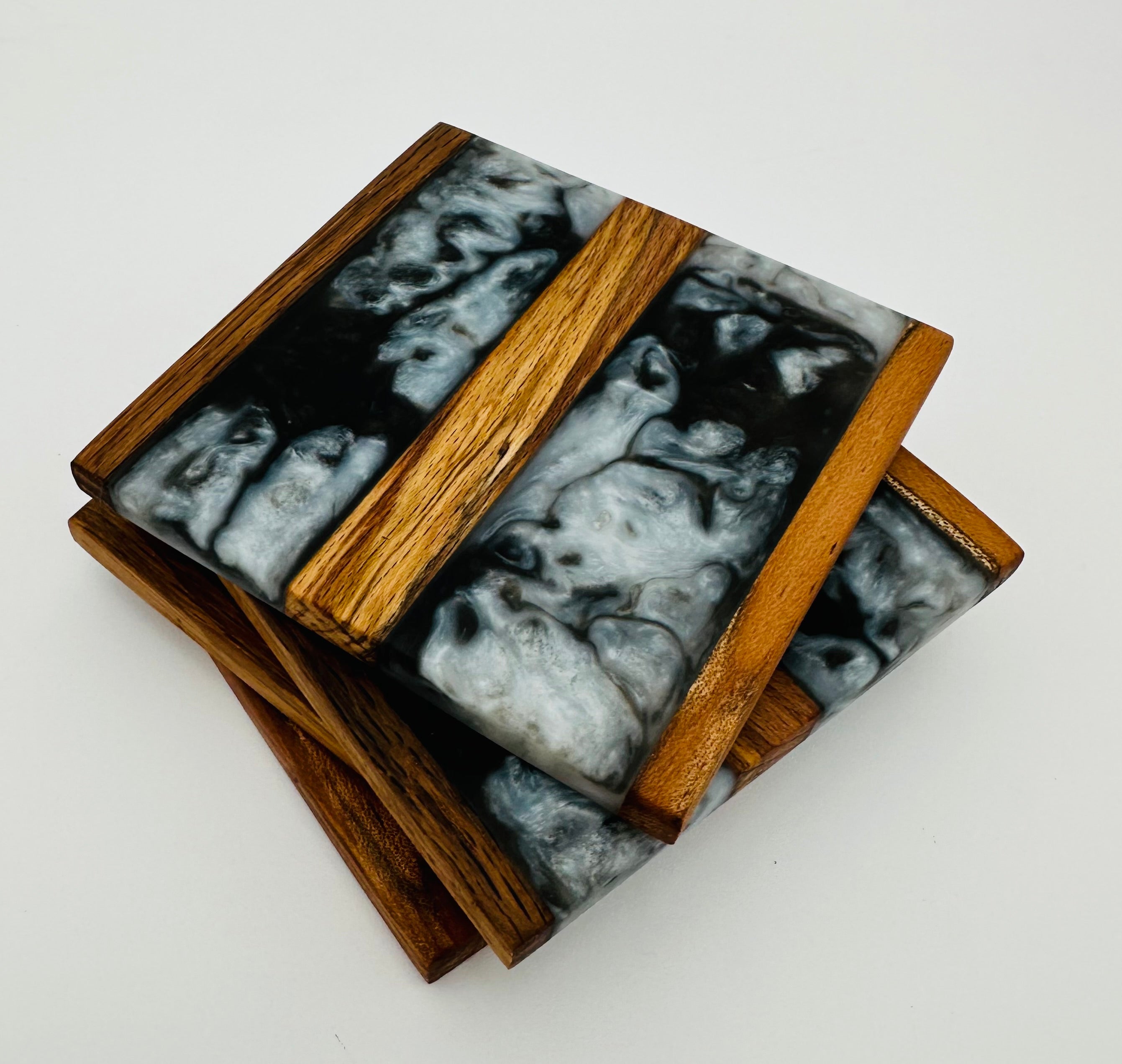 Tobacco Stick Resin Coasters - Rustic Modern Set of 4