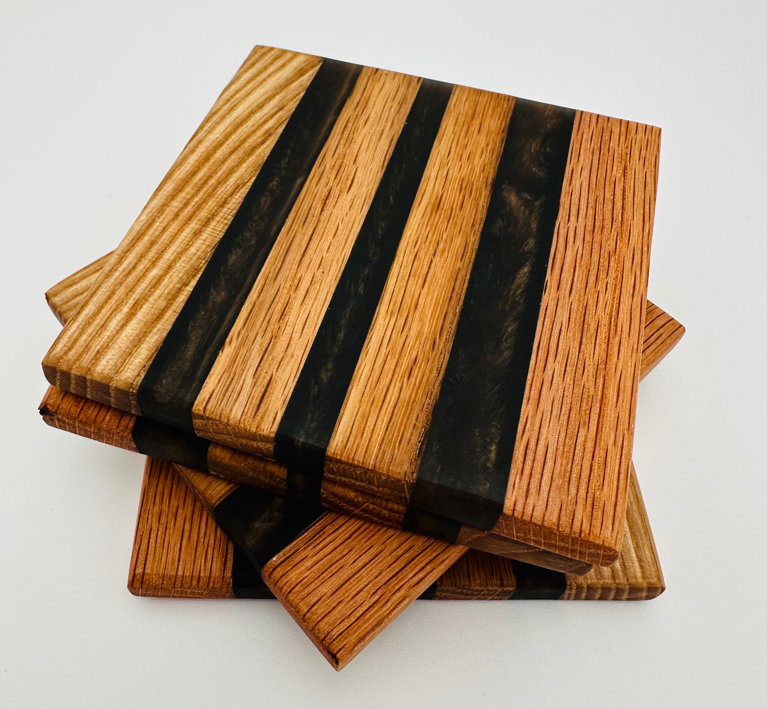 Tobacco Stick Resin Coasters - Rustic Modern Set of 4