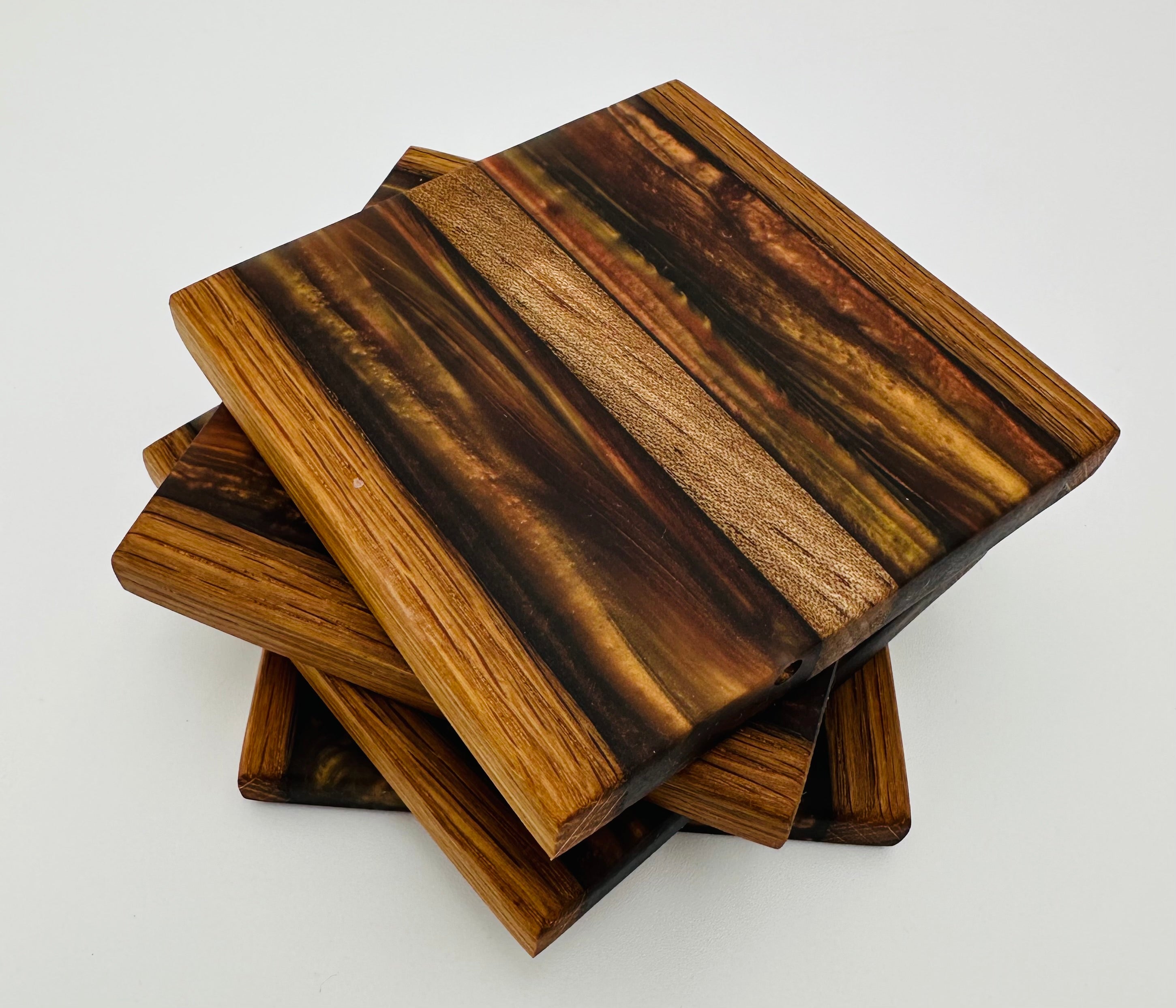 Tobacco Stick Resin Coasters - Rustic Modern Set of 4