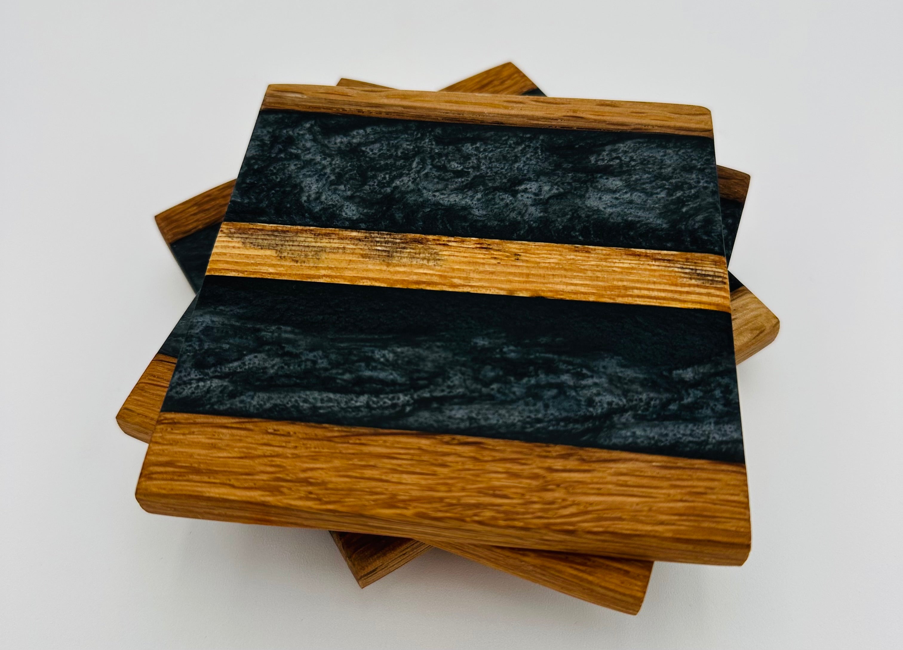 Tobacco Stick Resin Coasters - Rustic Modern Set of 4