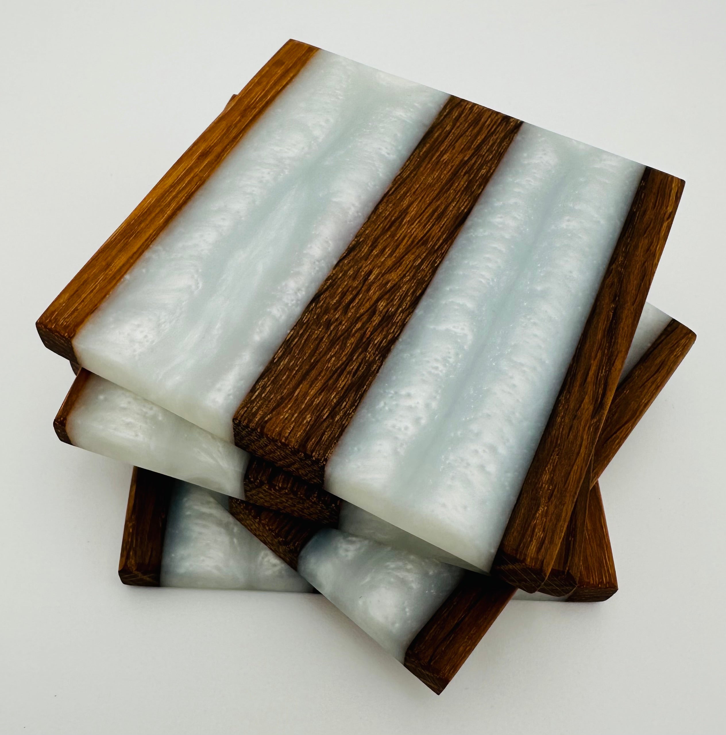 Tobacco Stick Resin Coasters - Rustic Modern Set of 4