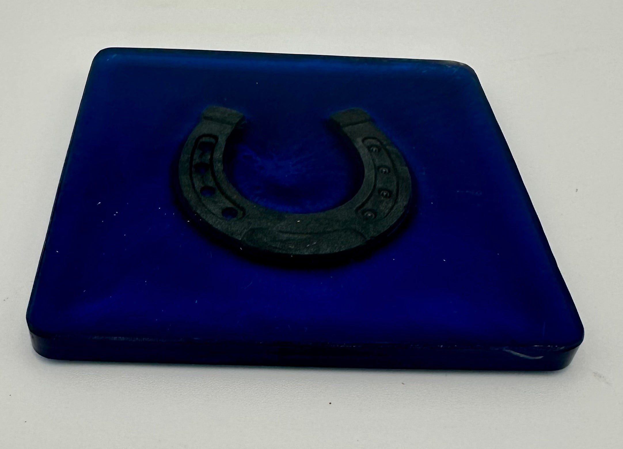 Handcrafted Resin Coasters with Horseshoe inlay, Set of Four