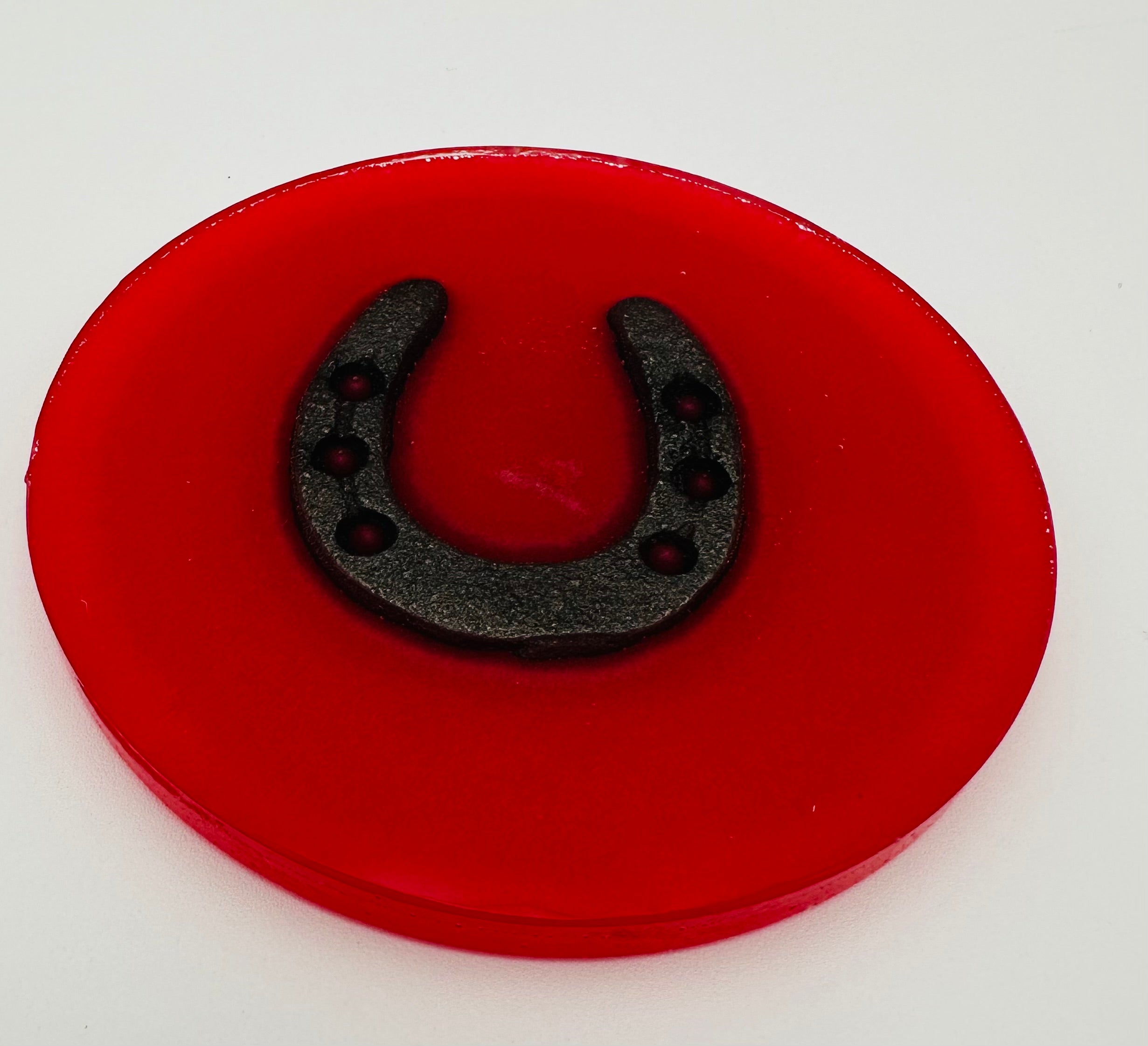Handcrafted Resin Coasters with Horseshoe inlay, Set of Four