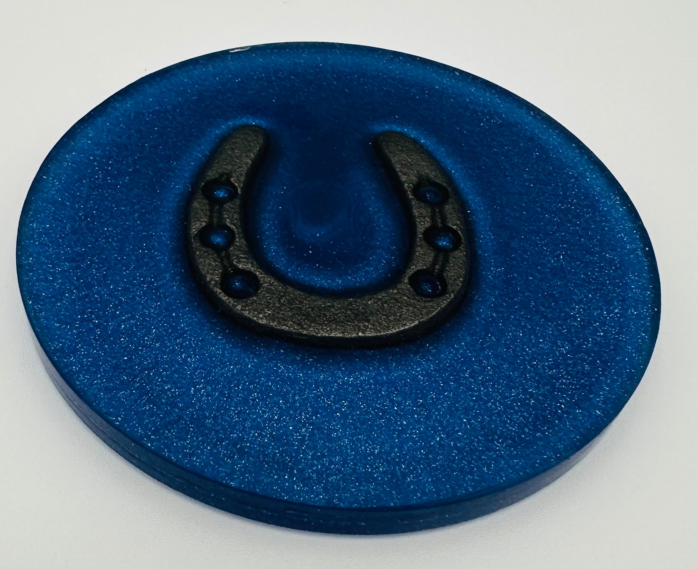 Handcrafted Resin Coasters with Horseshoe inlay, Set of Four