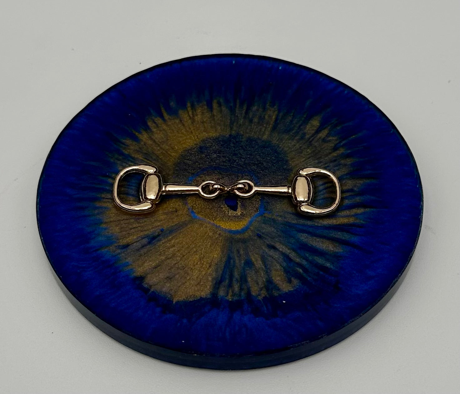 Handcrafted Round Resin Coasters with Bridle Bit Inlay, Set of 4