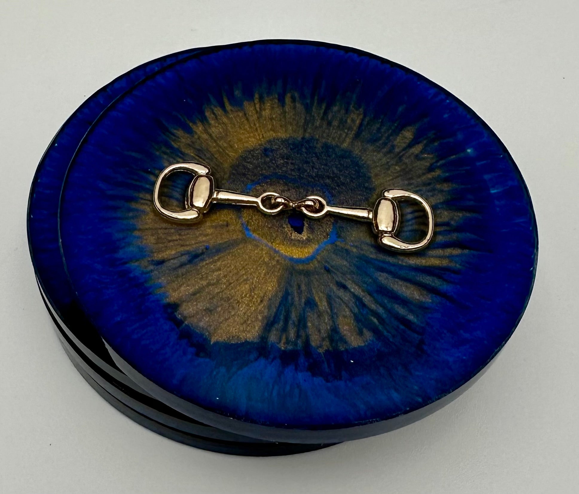 Handcrafted Round Resin Coasters with Bridle Bit Inlay, Set of 4