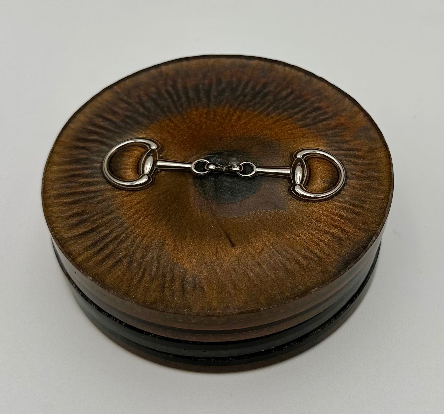 Handcrafted Round Resin Coasters with Bridle Bit Inlay, Set of 4