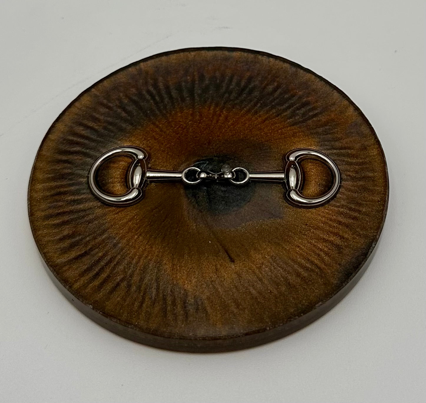 Handcrafted Round Resin Coasters with Bridle Bit Inlay, Set of 4