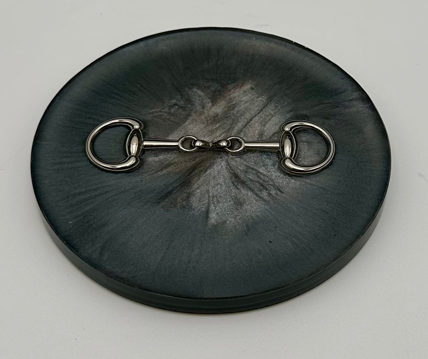 Handcrafted Round Resin Coasters with Bridle Bit Inlay, Set of 4