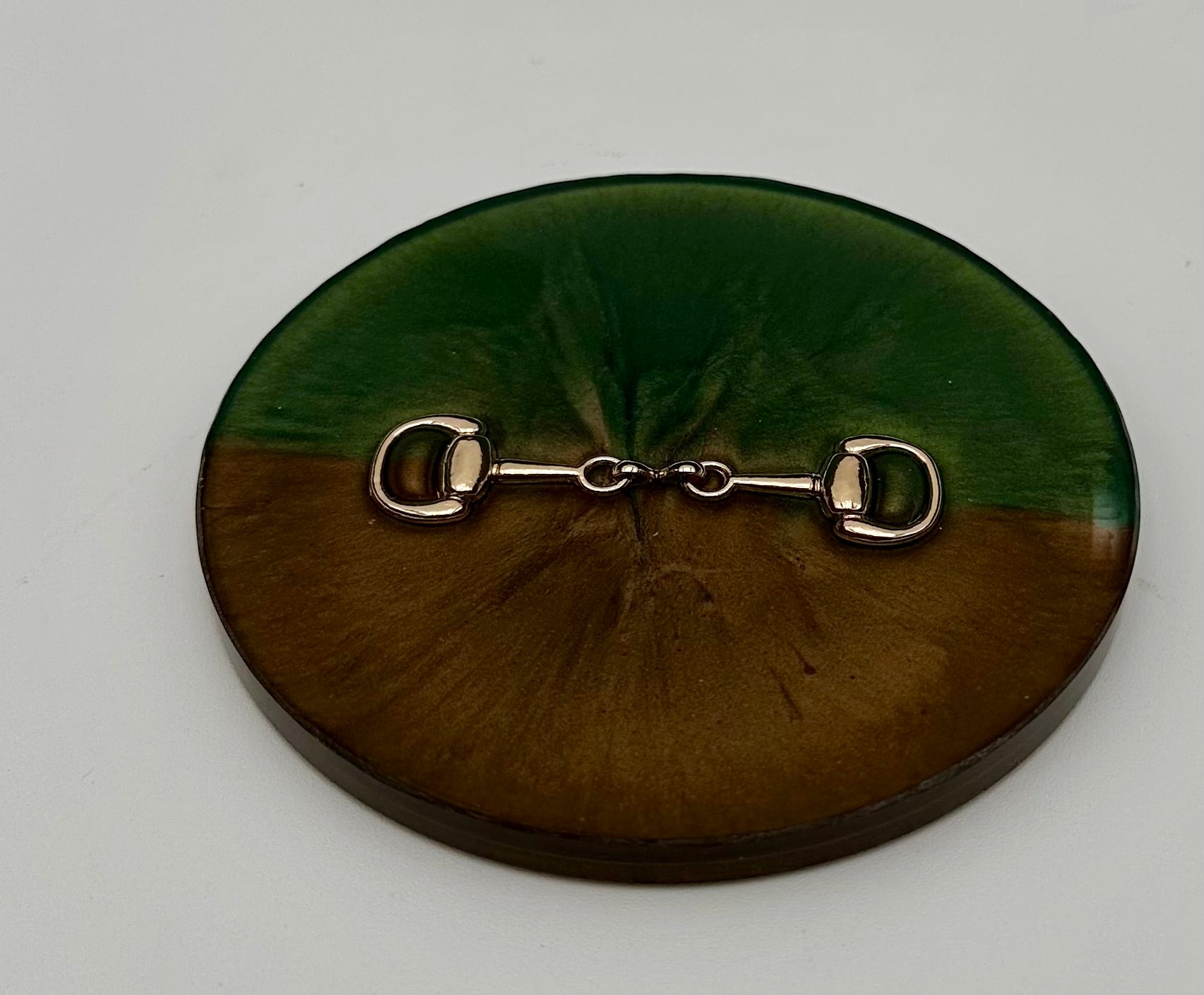 Handcrafted Round Resin Coasters with Bridle Bit Inlay, Set of 4