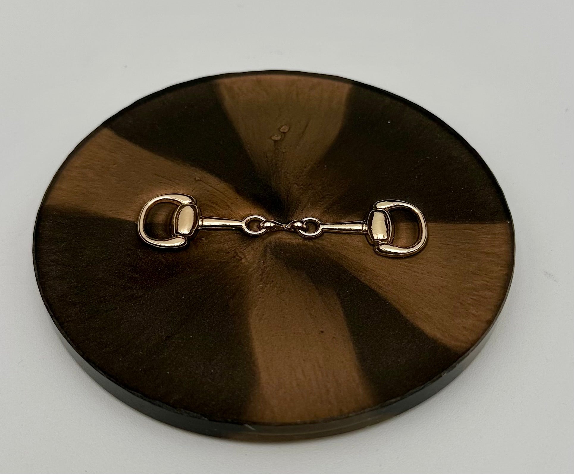 Handcrafted Round Resin Coasters with Bridle Bit Inlay, Set of 4