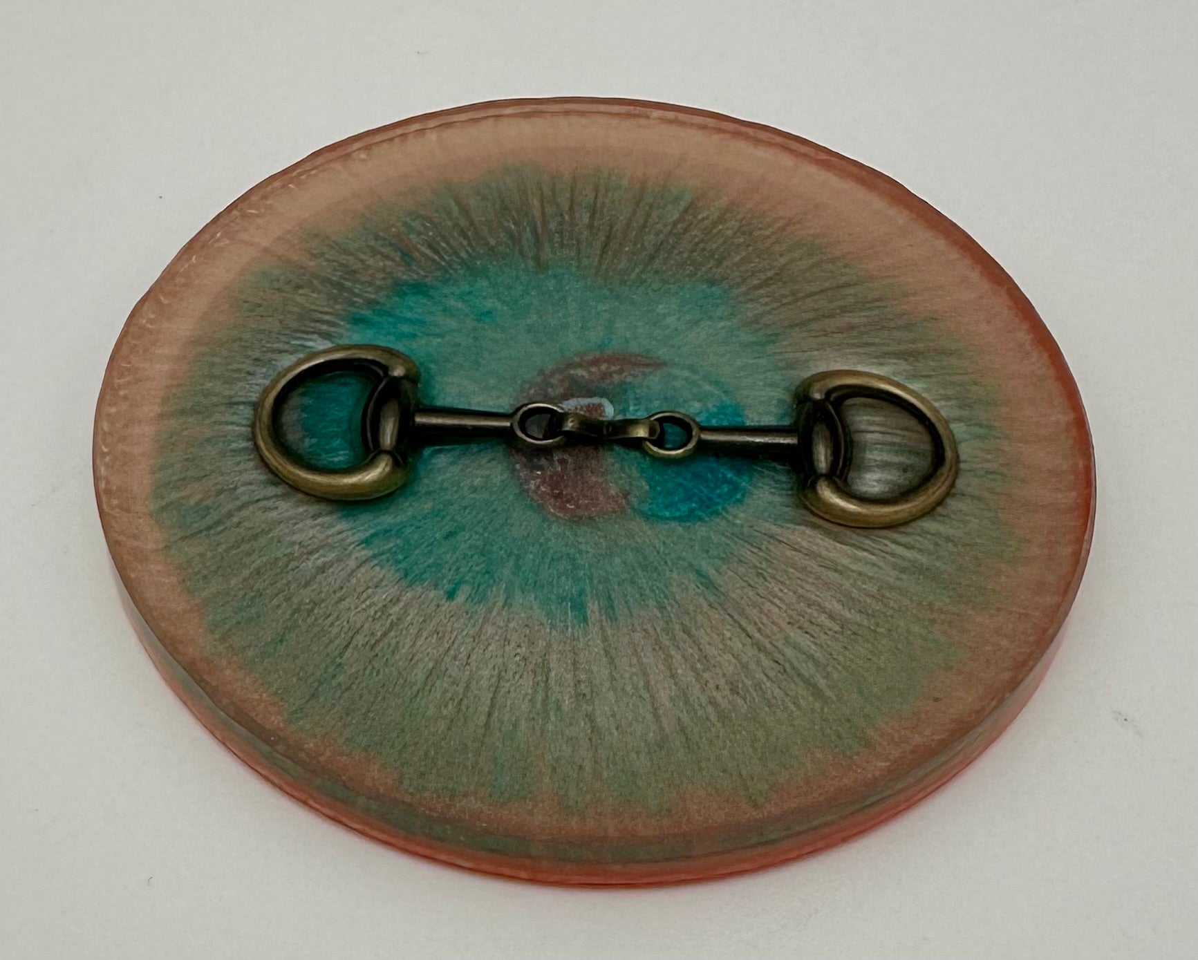 Handcrafted Round Resin Coasters with Bridle Bit Inlay, Set of 4