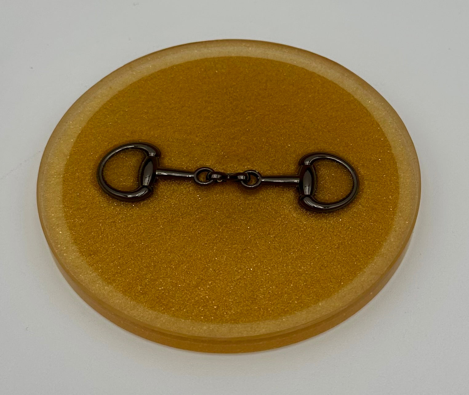 Handcrafted Round Resin Coasters with Bridle Bit Inlay, Set of 4