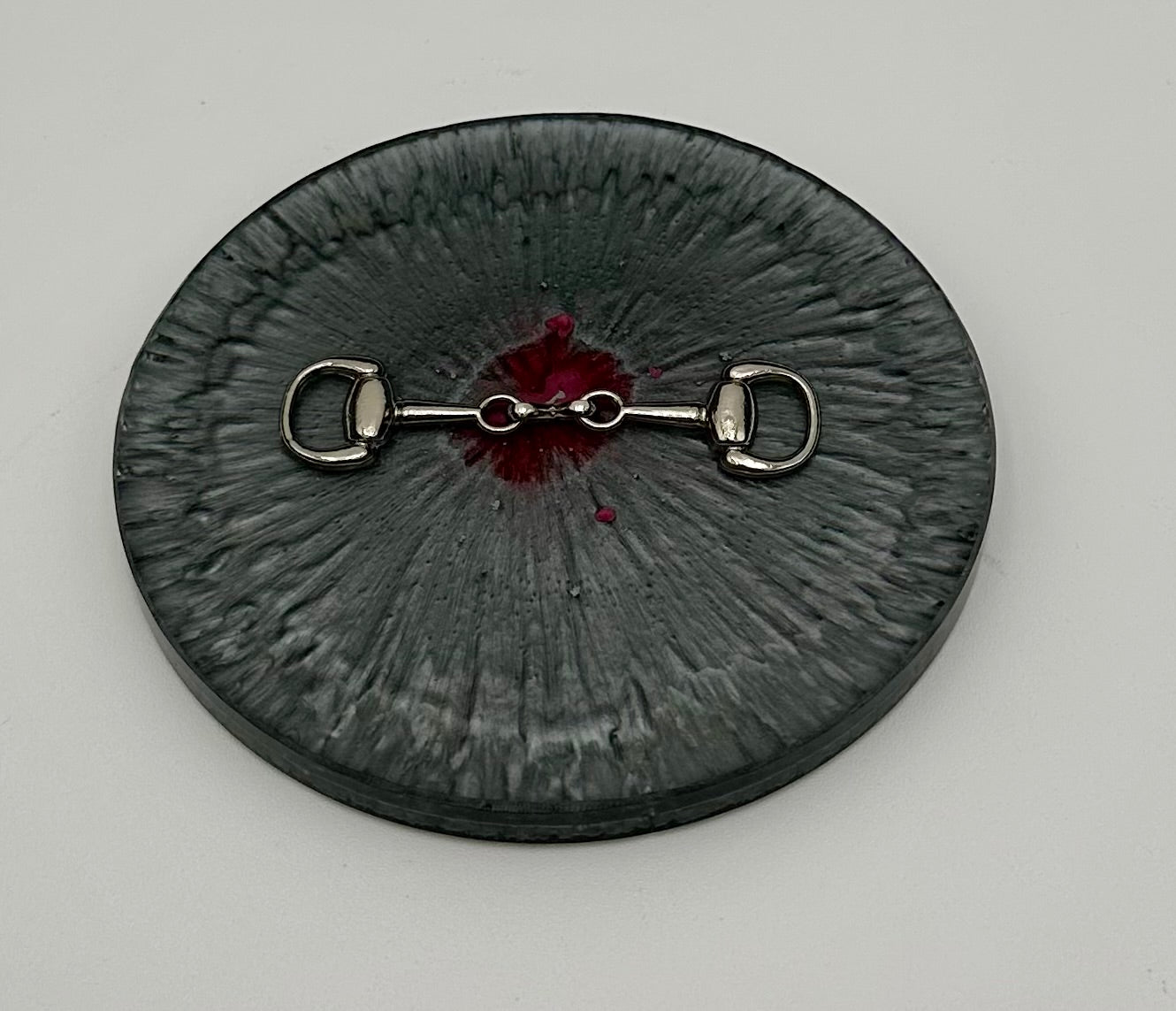 Handcrafted Round Resin Coasters with Bridle Bit Inlay, Set of 4