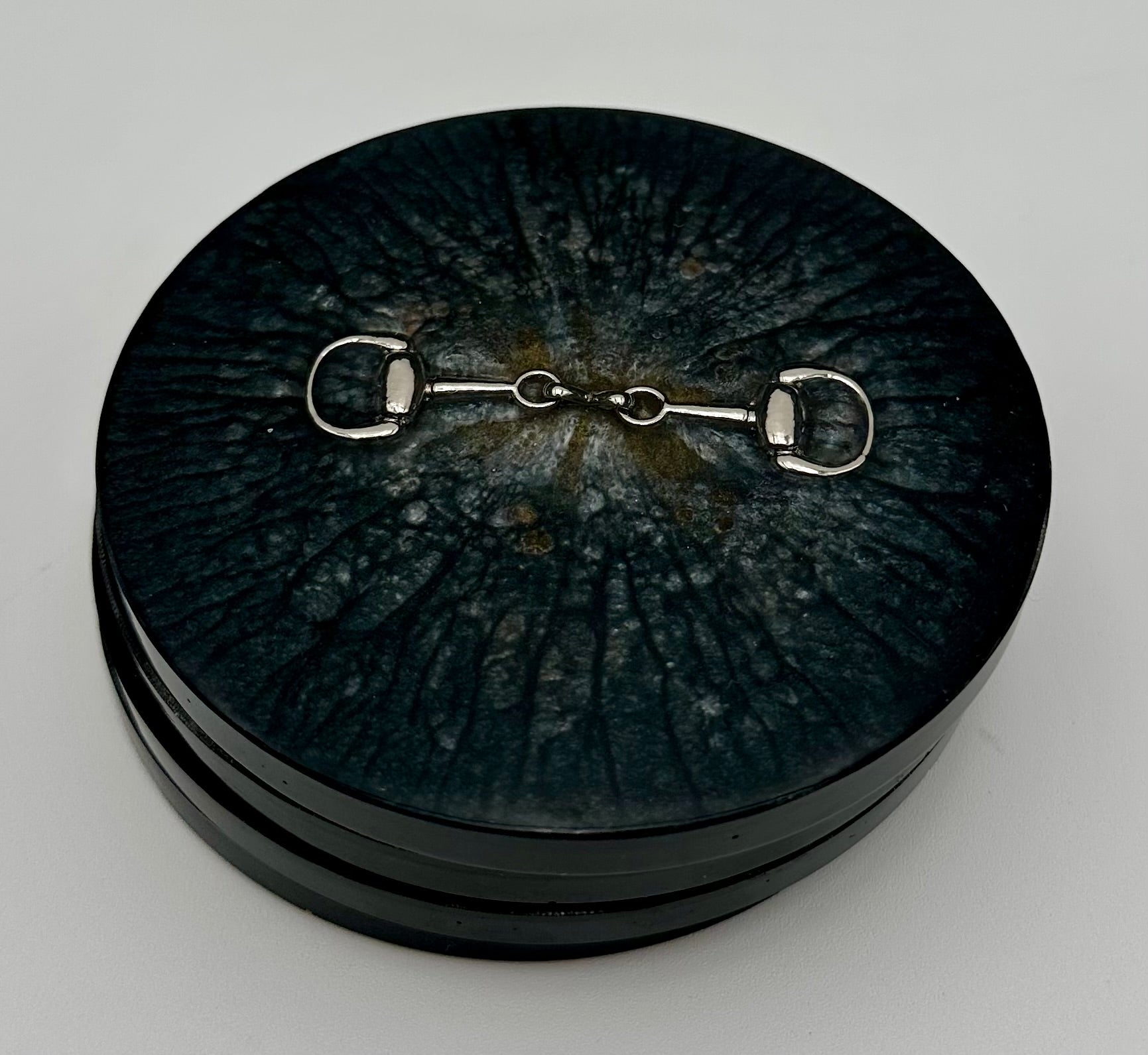 Handcrafted Round Resin Coasters with Bridle Bit Inlay, Set of 4
