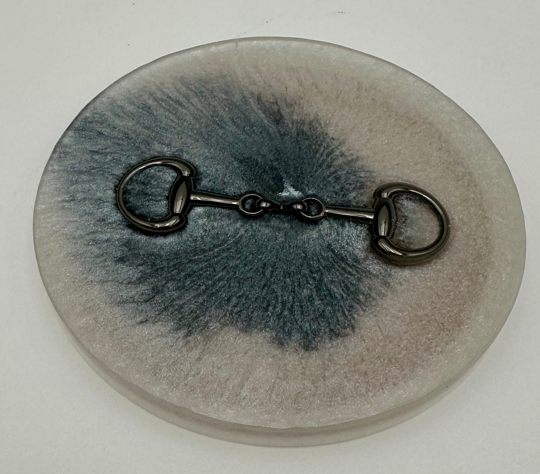 Handcrafted Round Resin Coasters with Bridle Bit Inlay, Set of 4
