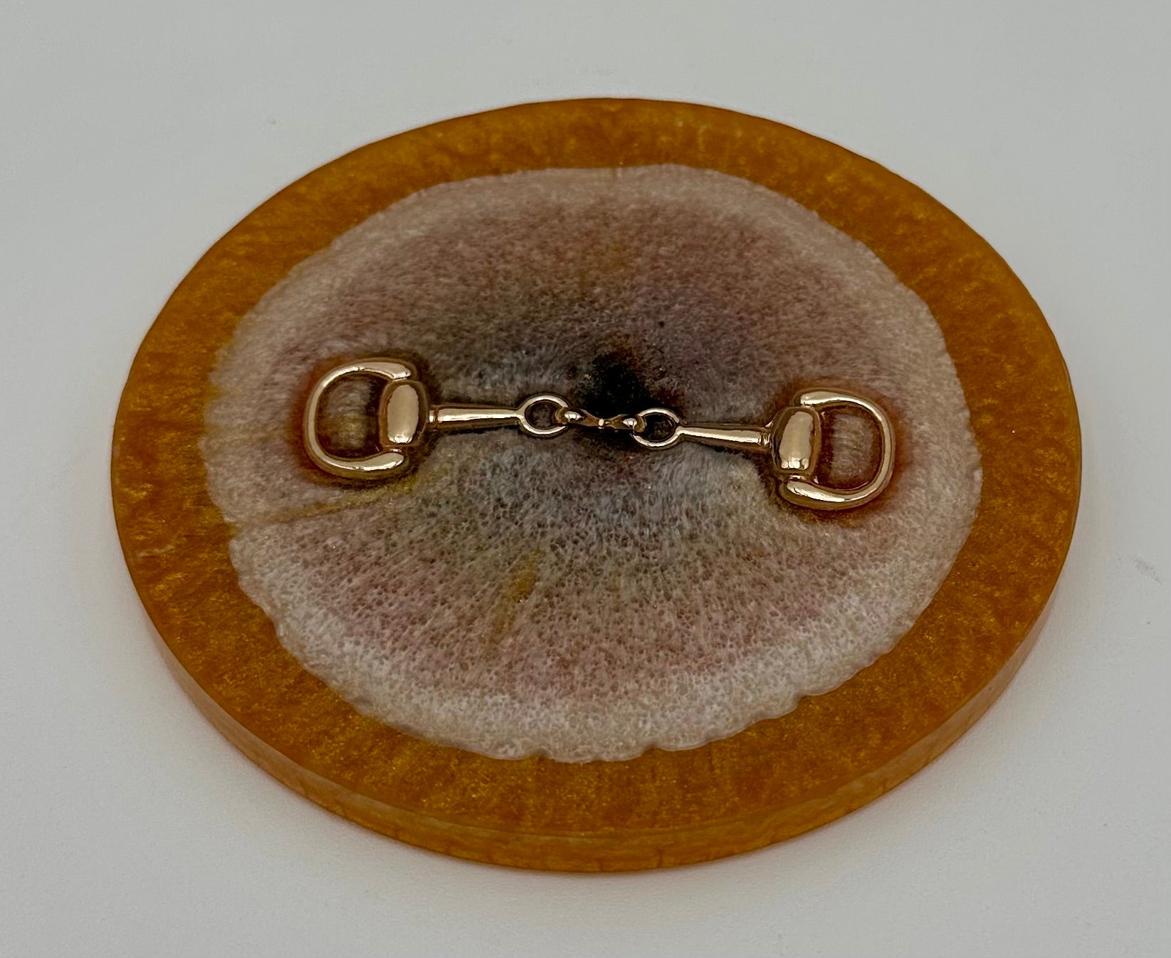 Handcrafted Round Resin Coasters with Bridle Bit Inlay, Set of 4