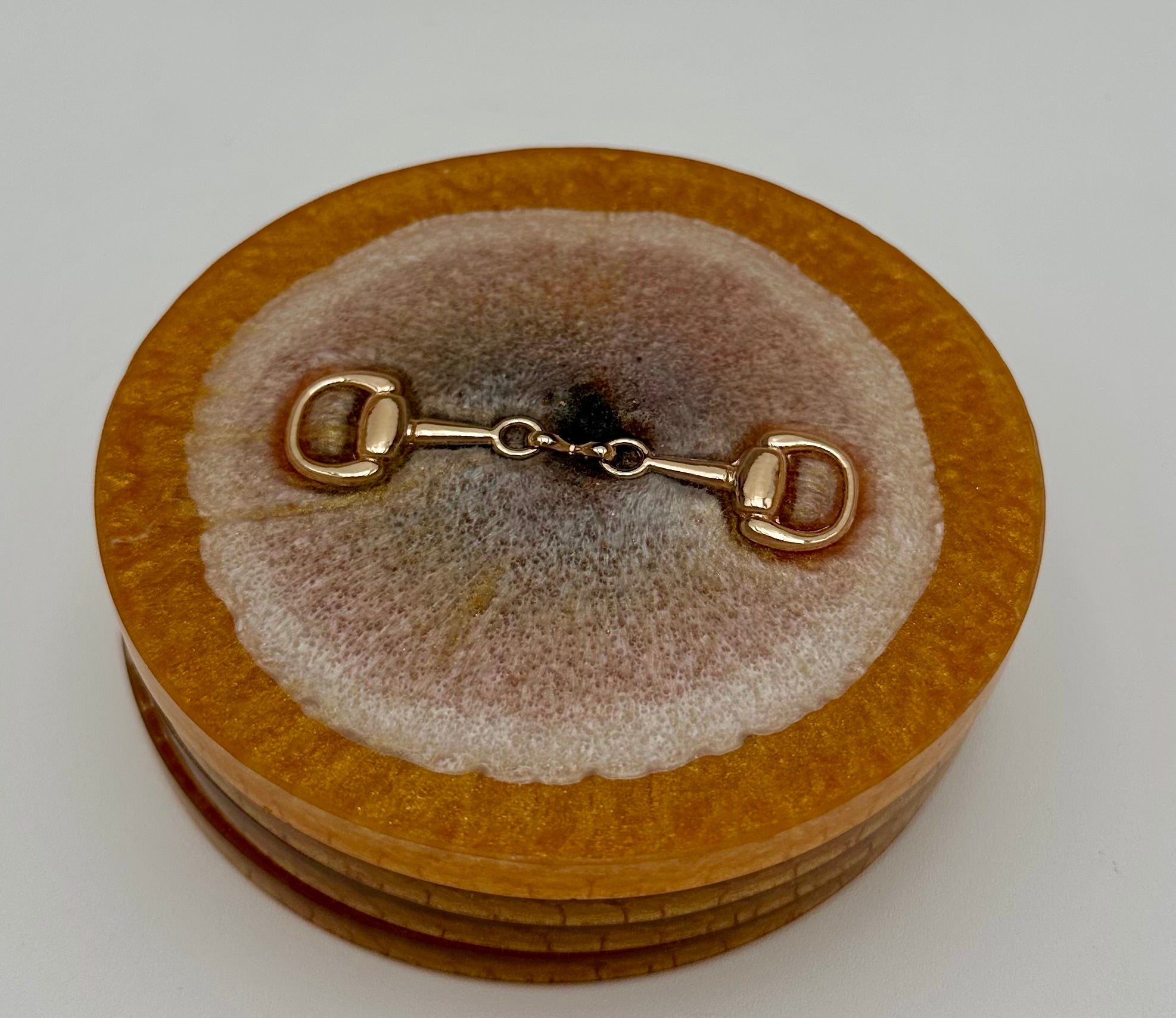 Handcrafted Round Resin Coasters with Bridle Bit Inlay, Set of 4