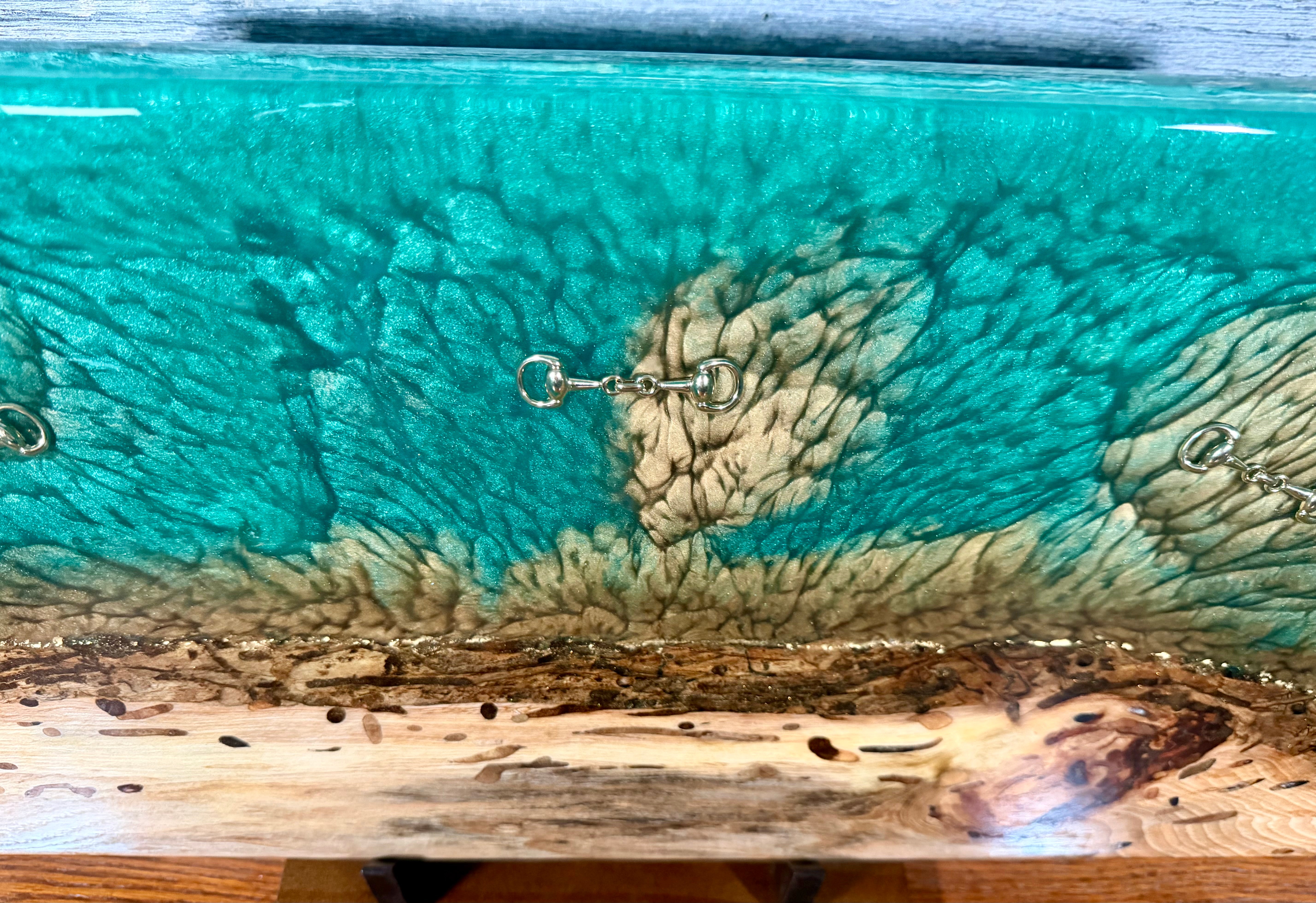 Handcrafted Live-Edge Black Walnut and Epoxy Resin Equestrian Serving Boards