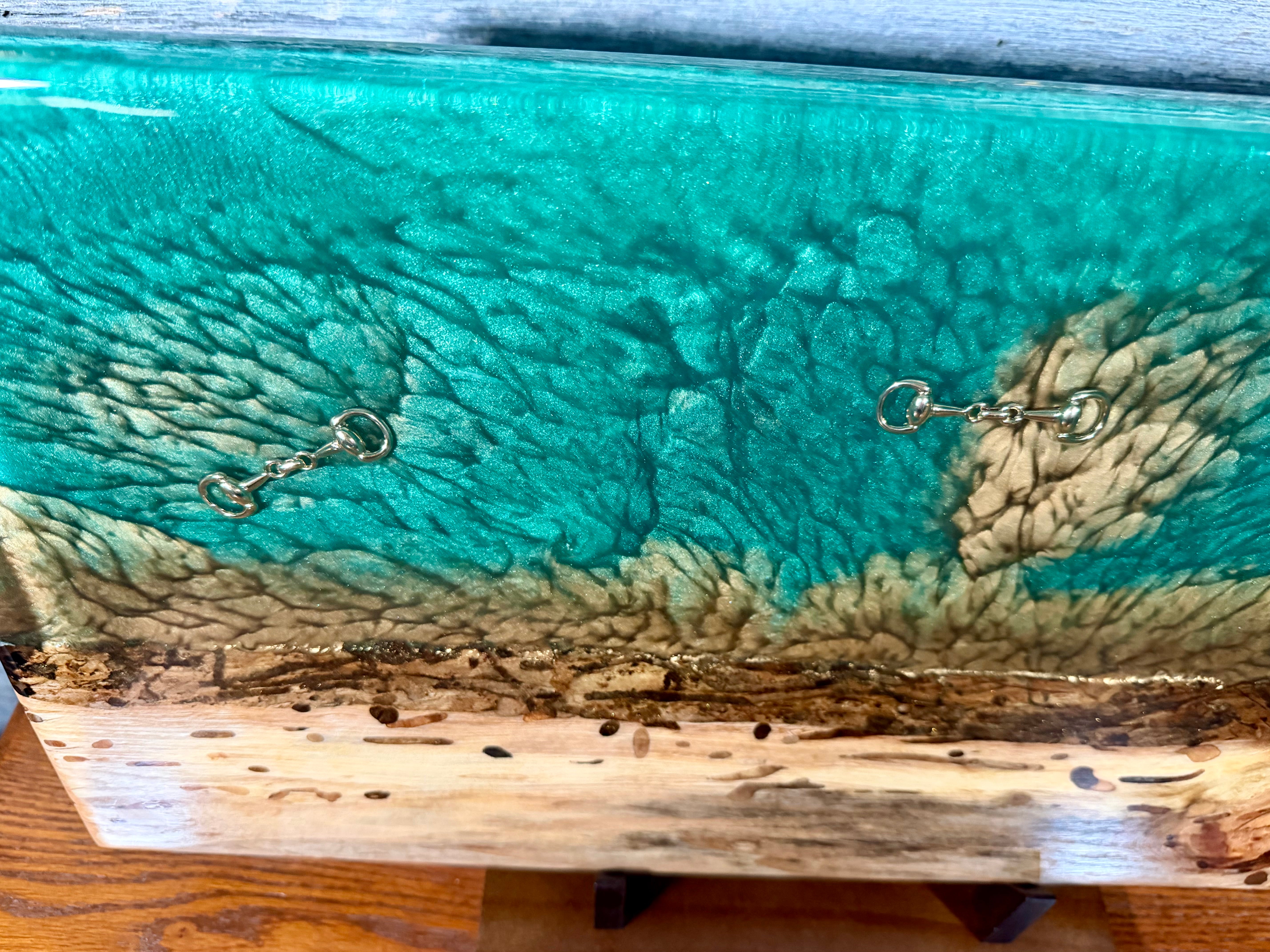 Handcrafted Live-Edge Black Walnut and Epoxy Resin Equestrian Serving Boards