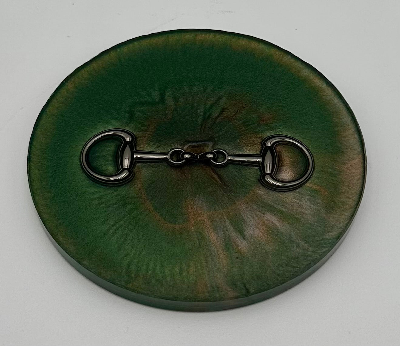 Handcrafted Round Resin Coasters with Bridle Bit Inlay, Set of 4