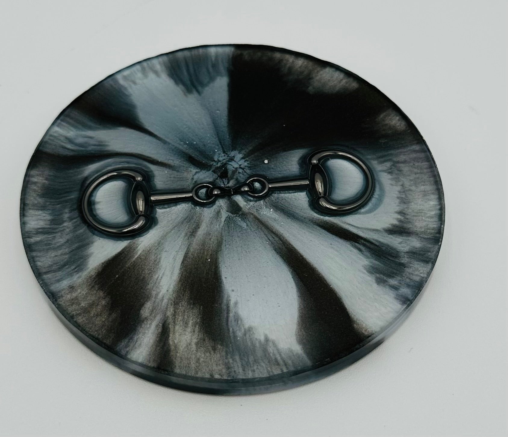 Handcrafted Round Resin Coasters with Bridle Bit Inlay, Set of 4