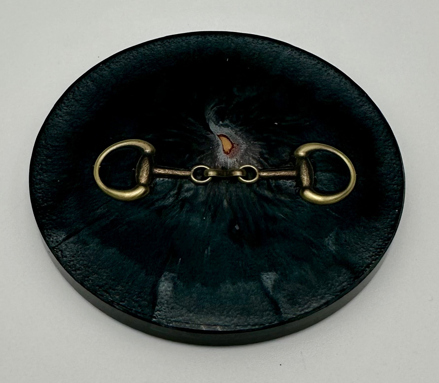 Handcrafted Round Resin Coasters with Bridle Bit Inlay, Set of 4