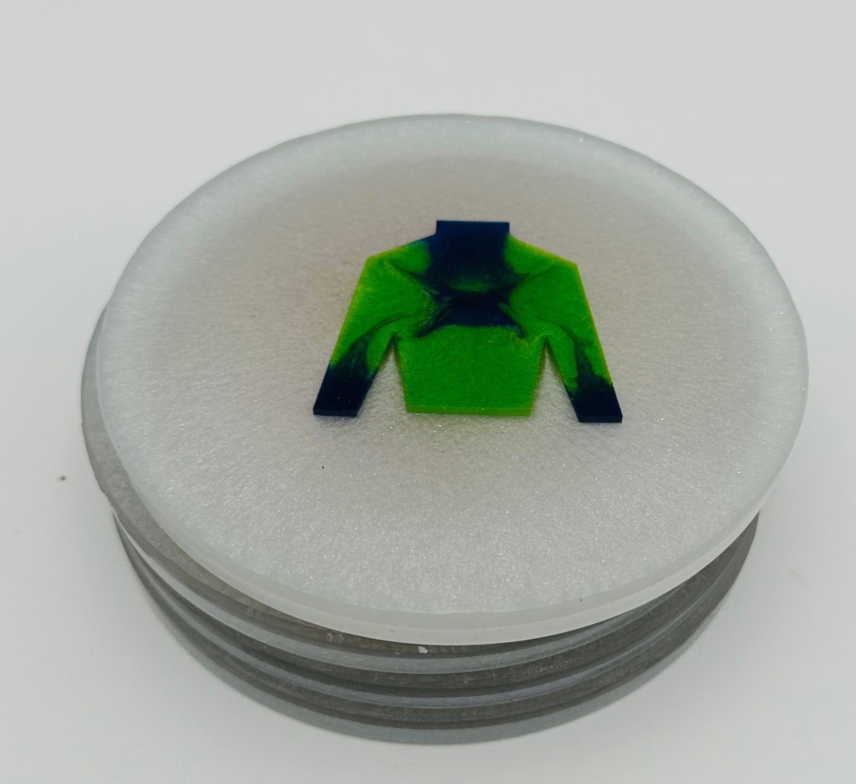 Handcrafted Resin Coasters with Jockey Silk Resin Inlays, Set of 4