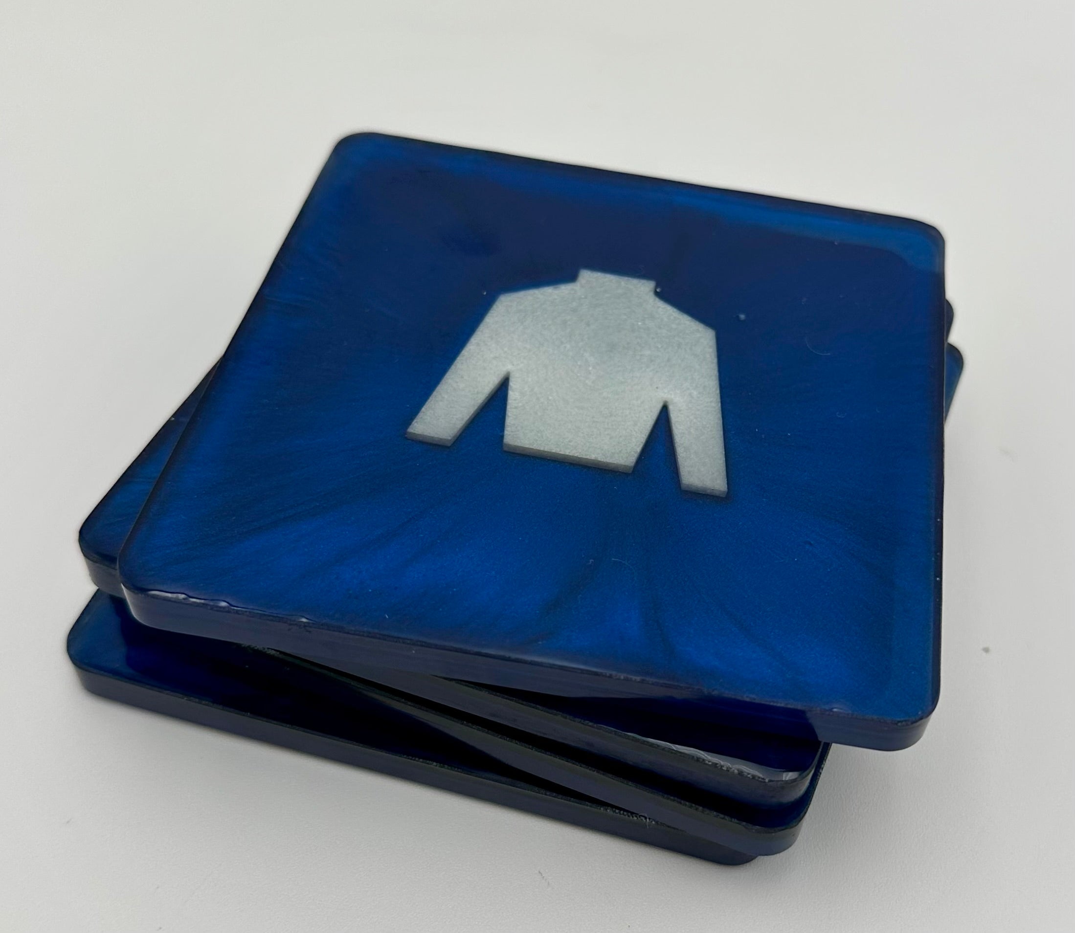 Handcrafted Resin Coasters with Jockey Silk Resin Inlays, Set of 4