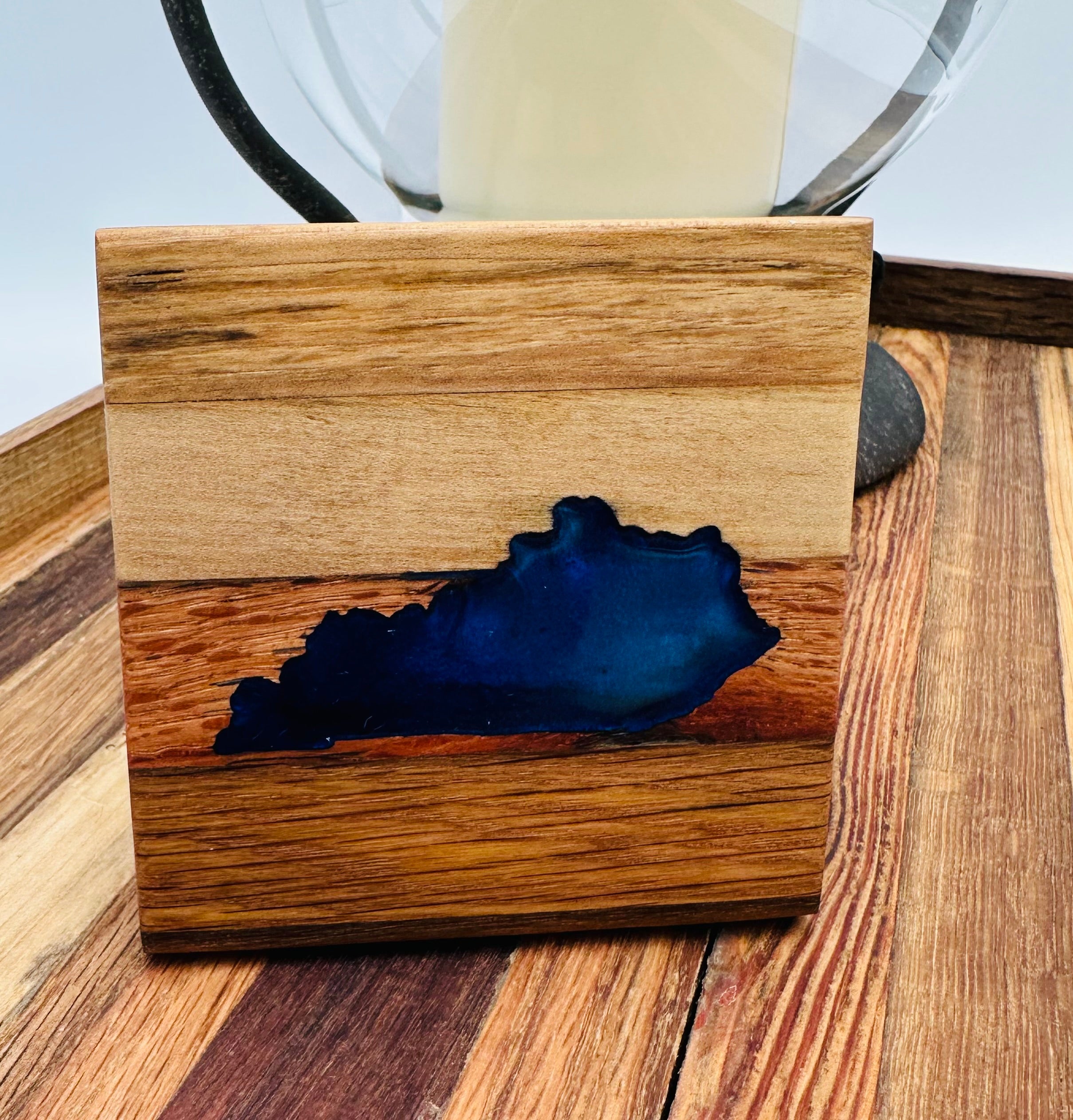 Handcrafted Tobacco Face Grain Coasters with inlaid Kentucky State