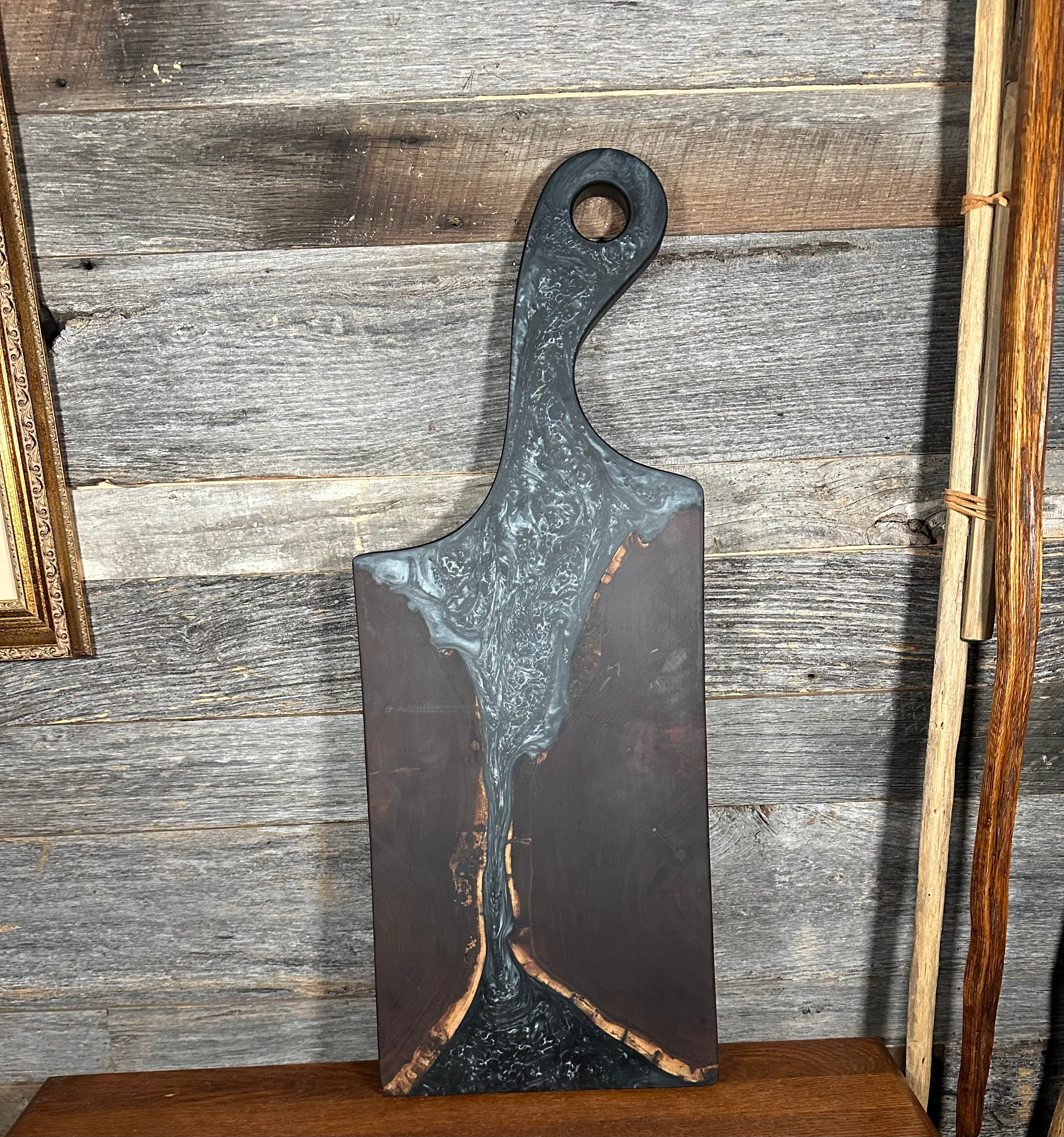 Epoxy Resin and Black Walnut "River" Paddle Board with Handle