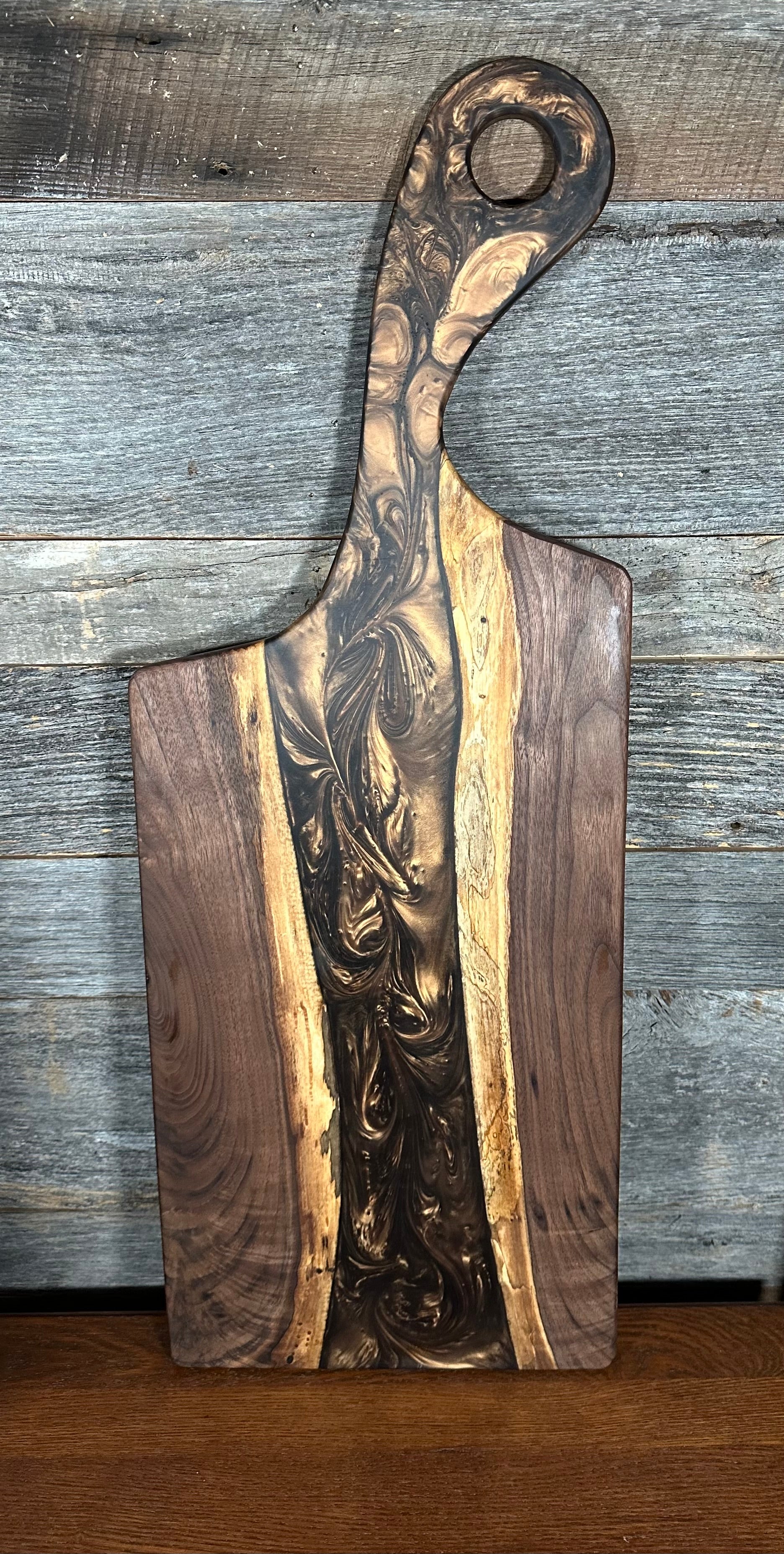 Epoxy Resin and Black Walnut "River" Paddle Board with Handle