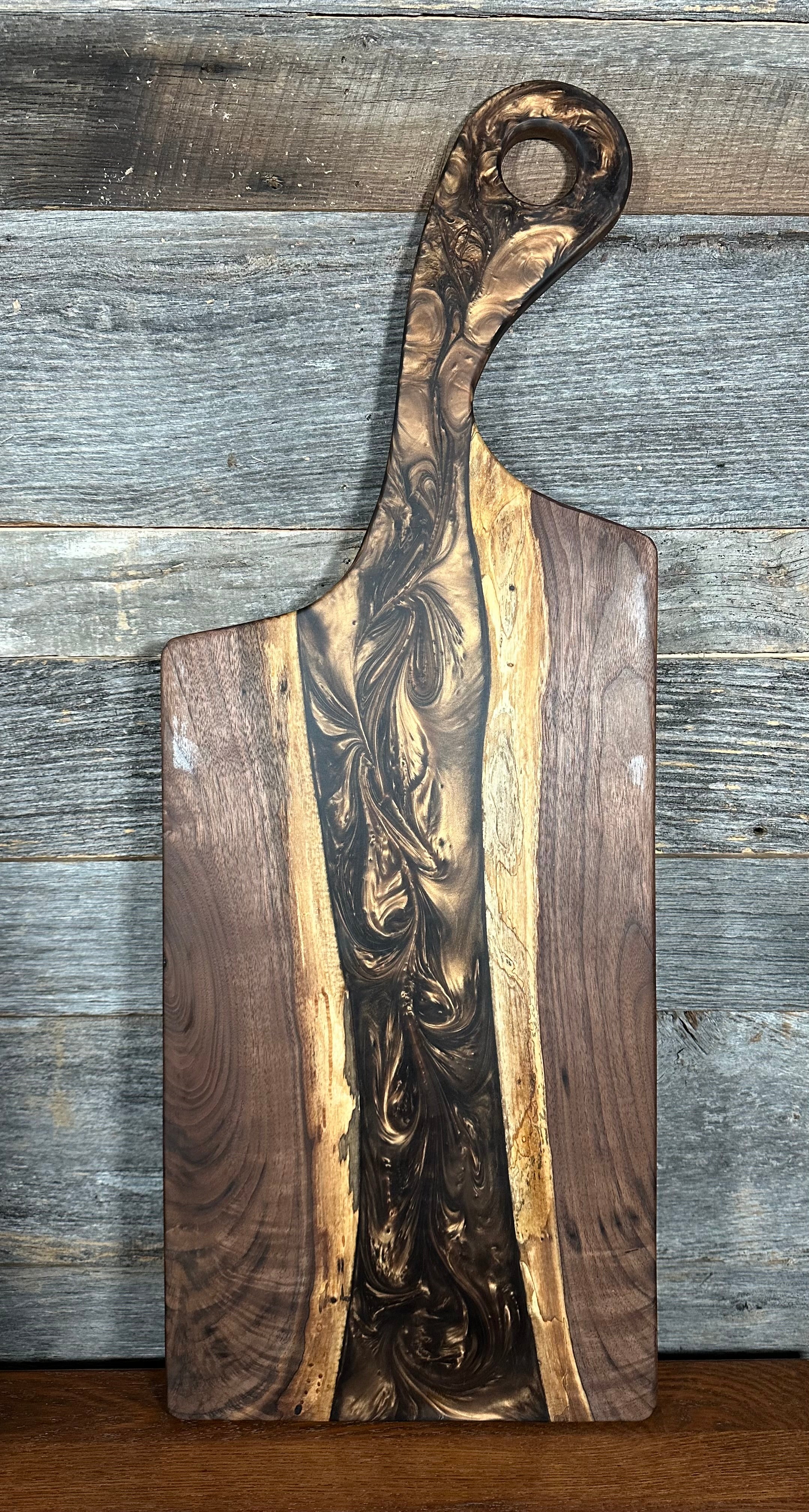 Epoxy Resin and Black Walnut "River" Paddle Board with Handle