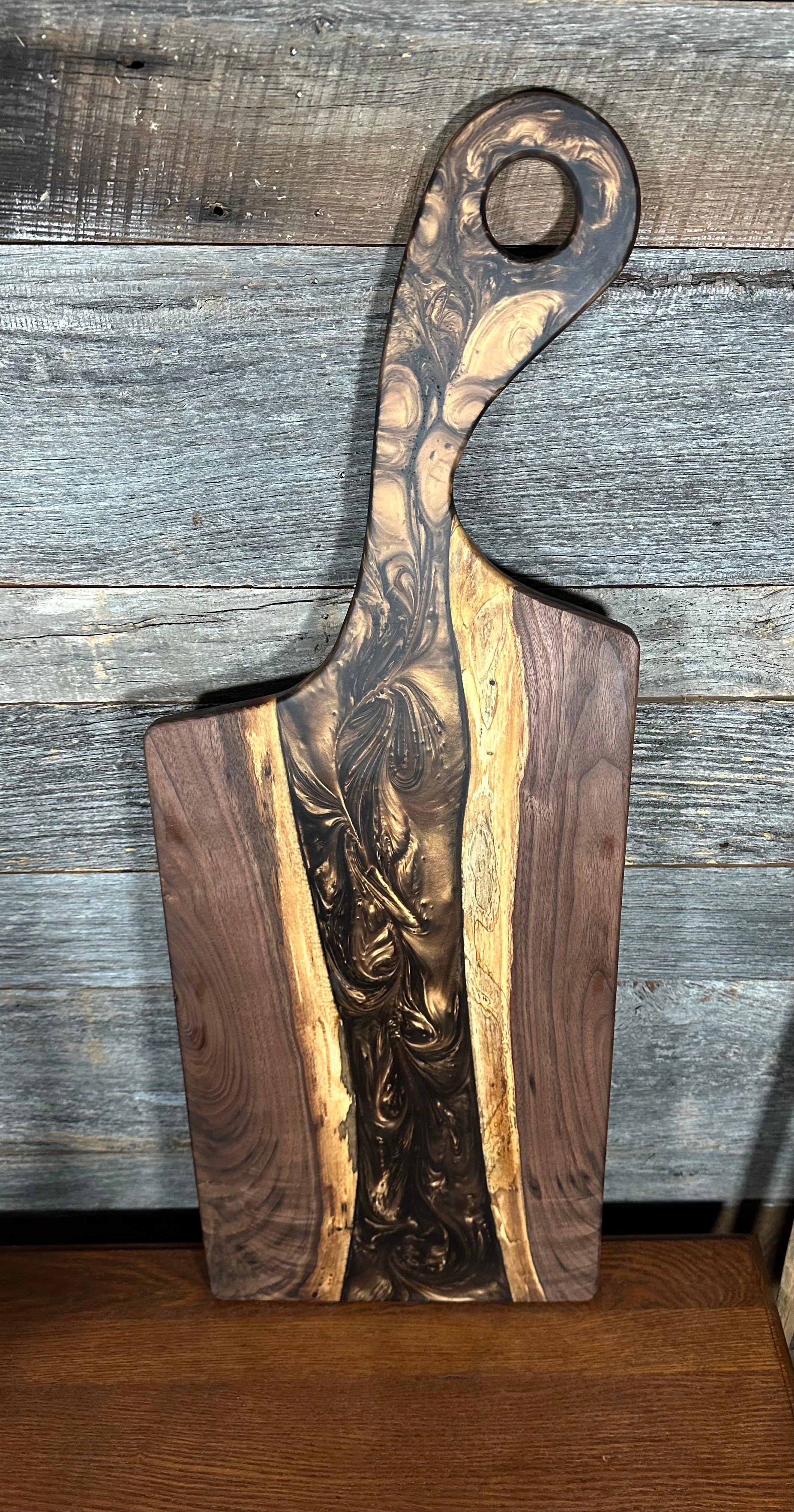 Epoxy Resin and Black Walnut "River" Paddle Board with Handle