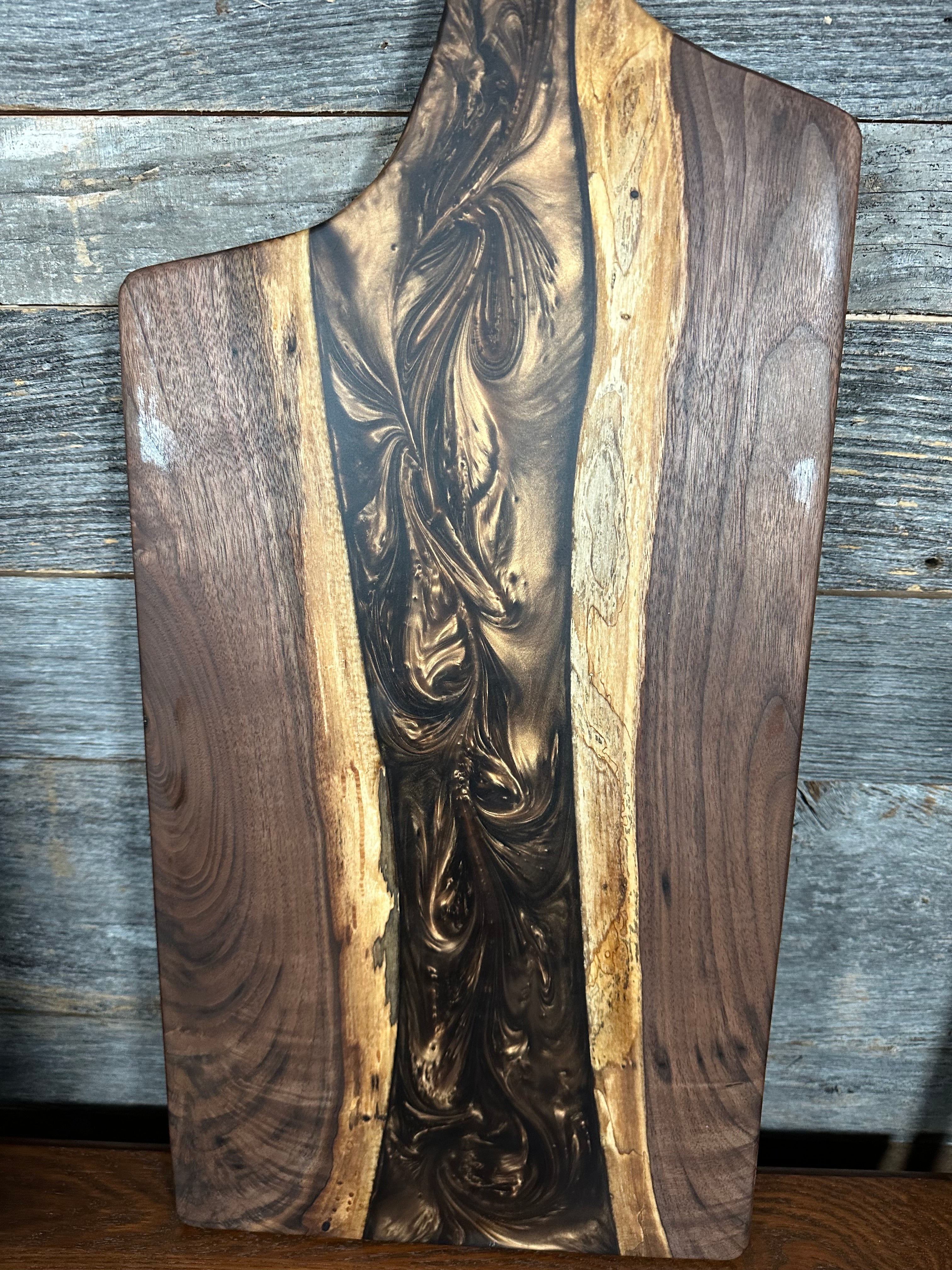 Epoxy Resin and Black Walnut "River" Paddle Board with Handle