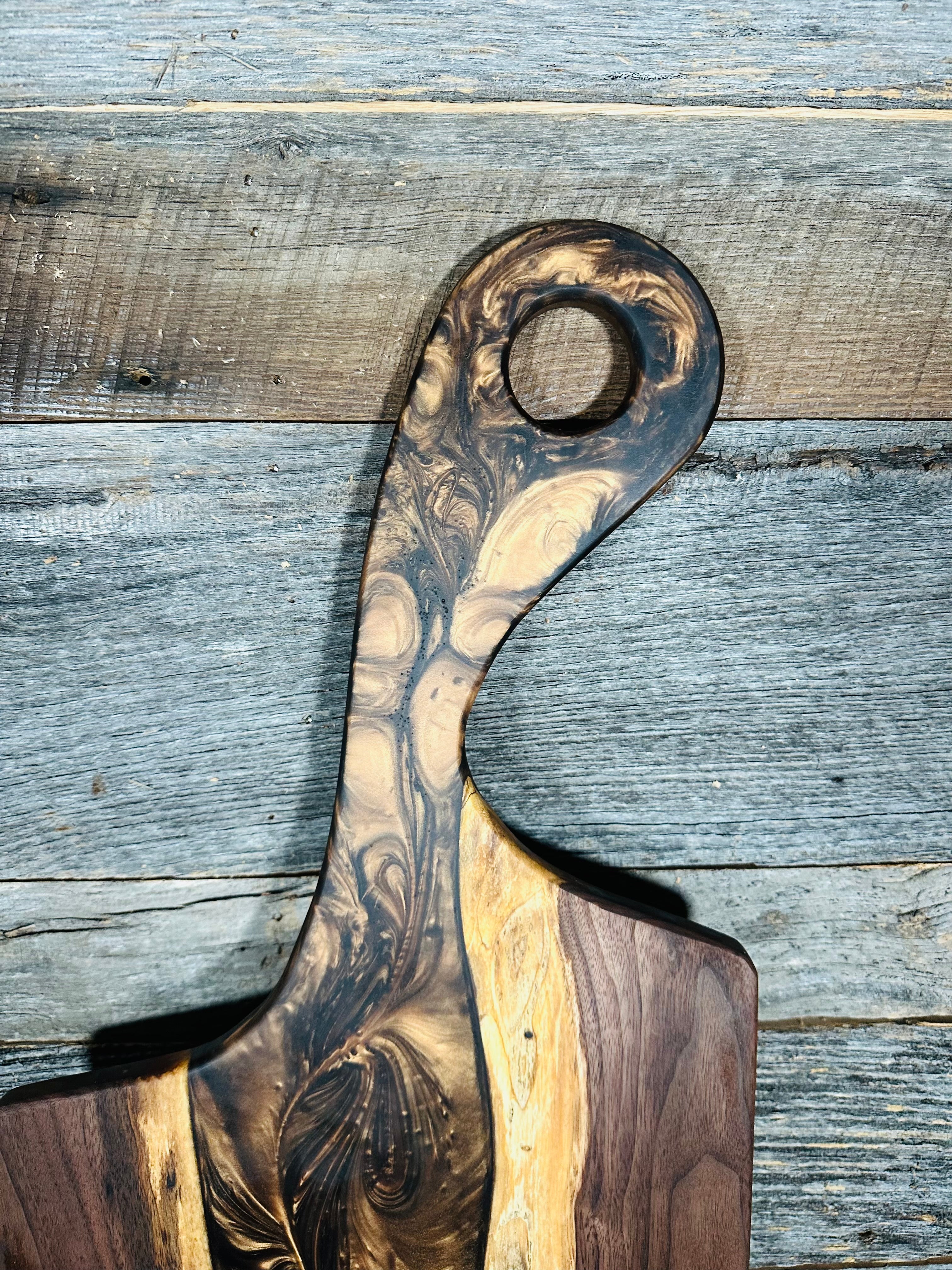 Epoxy Resin and Black Walnut "River" Paddle Board with Handle