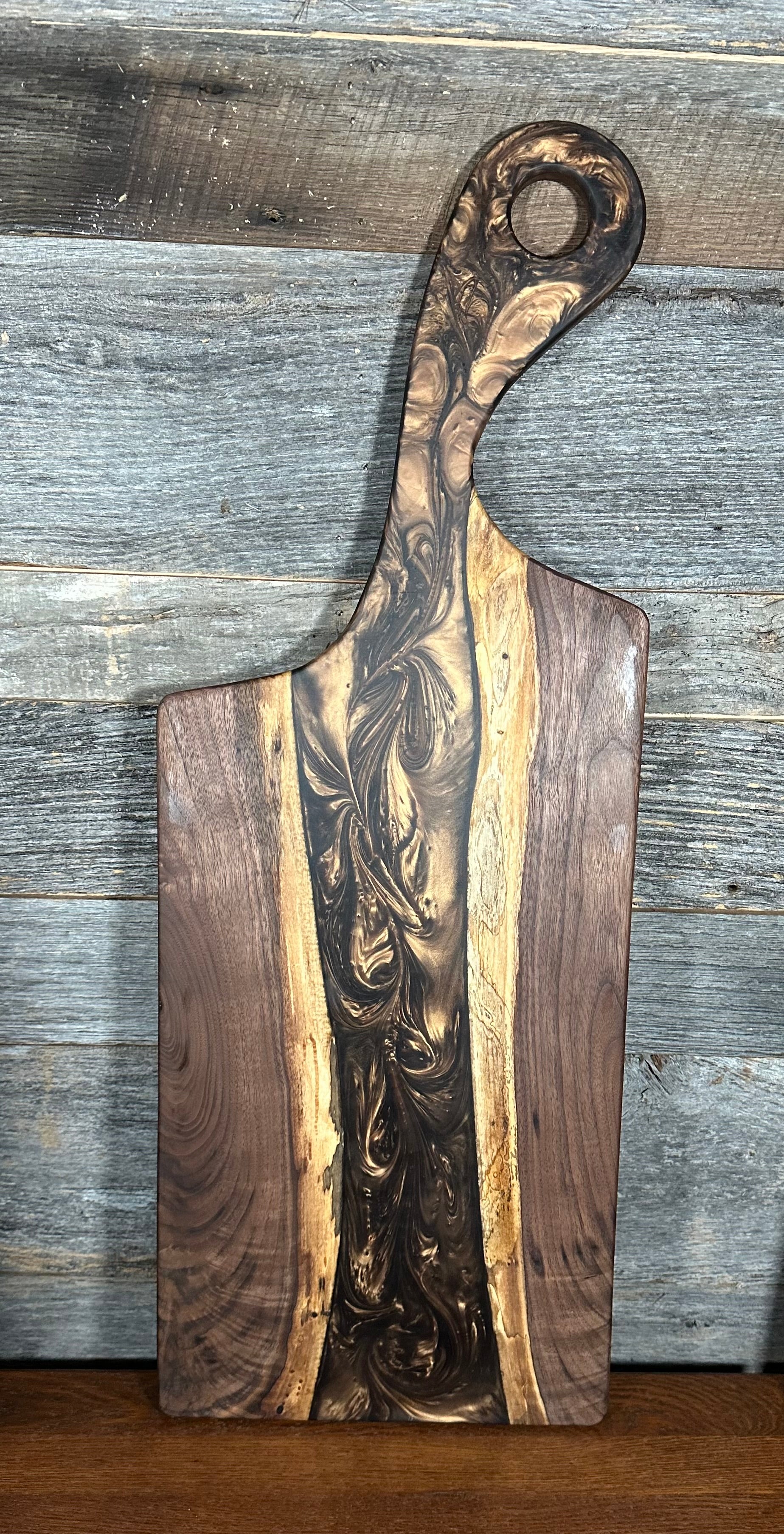 Epoxy Resin and Black Walnut "River" Paddle Board with Handle