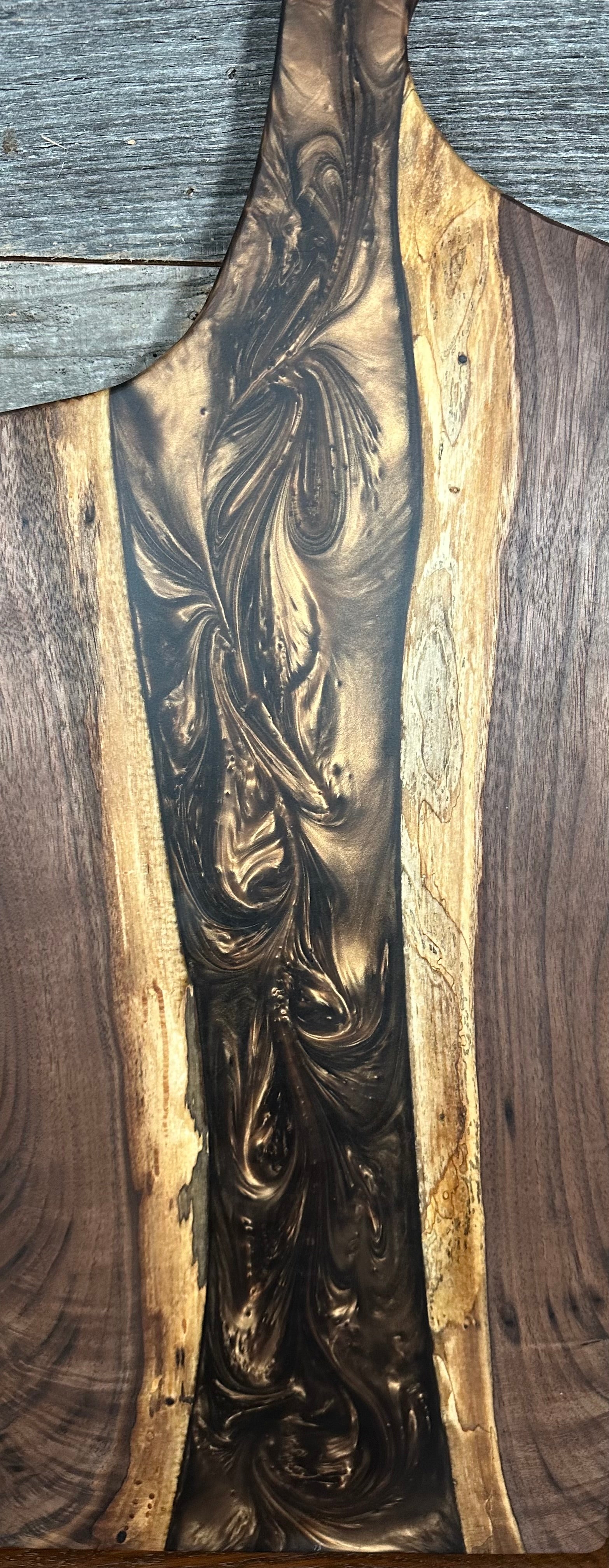 Epoxy Resin and Black Walnut "River" Paddle Board with Handle