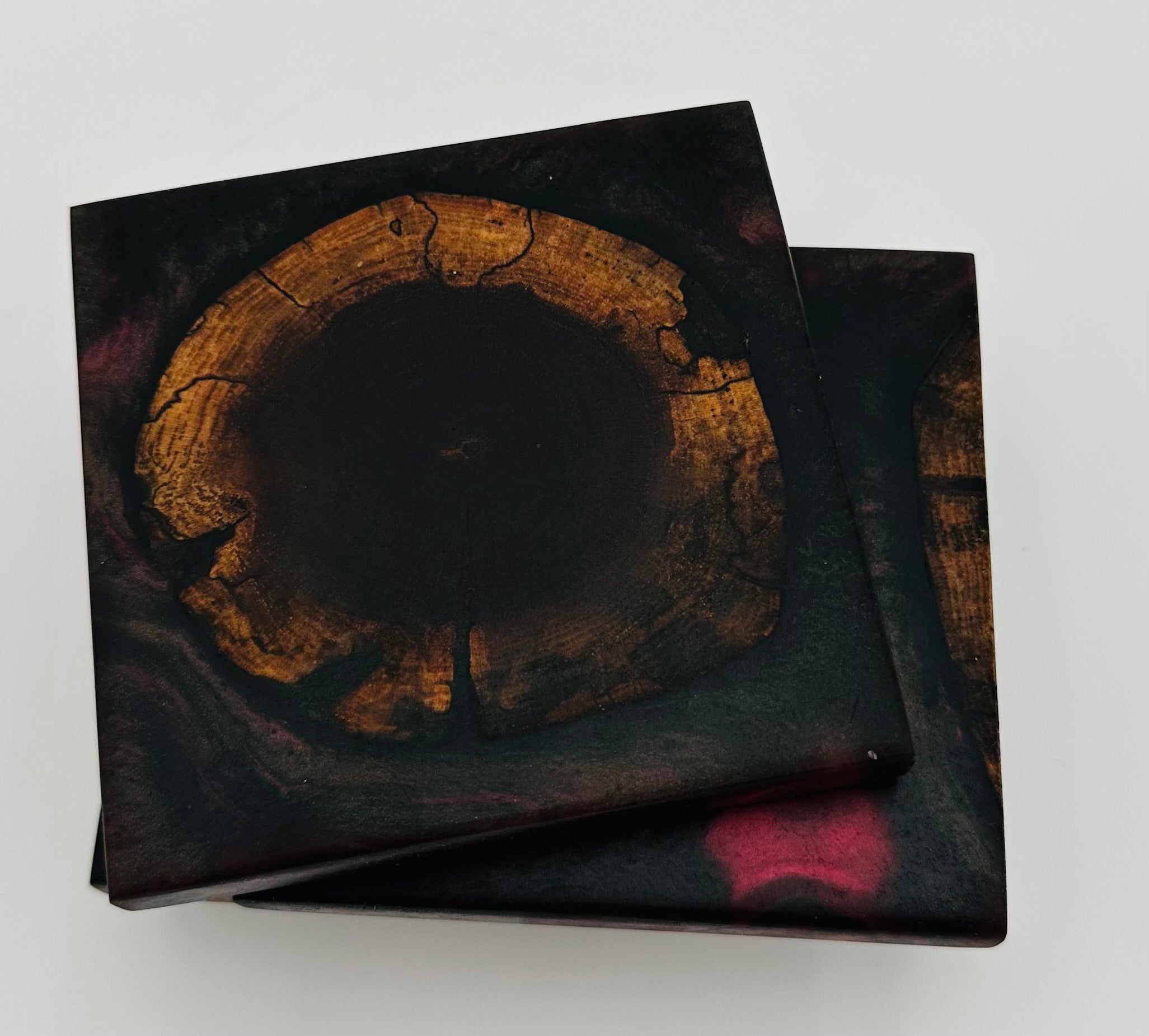 End Grain Black Walnut and Resin Coasters - Set of 4