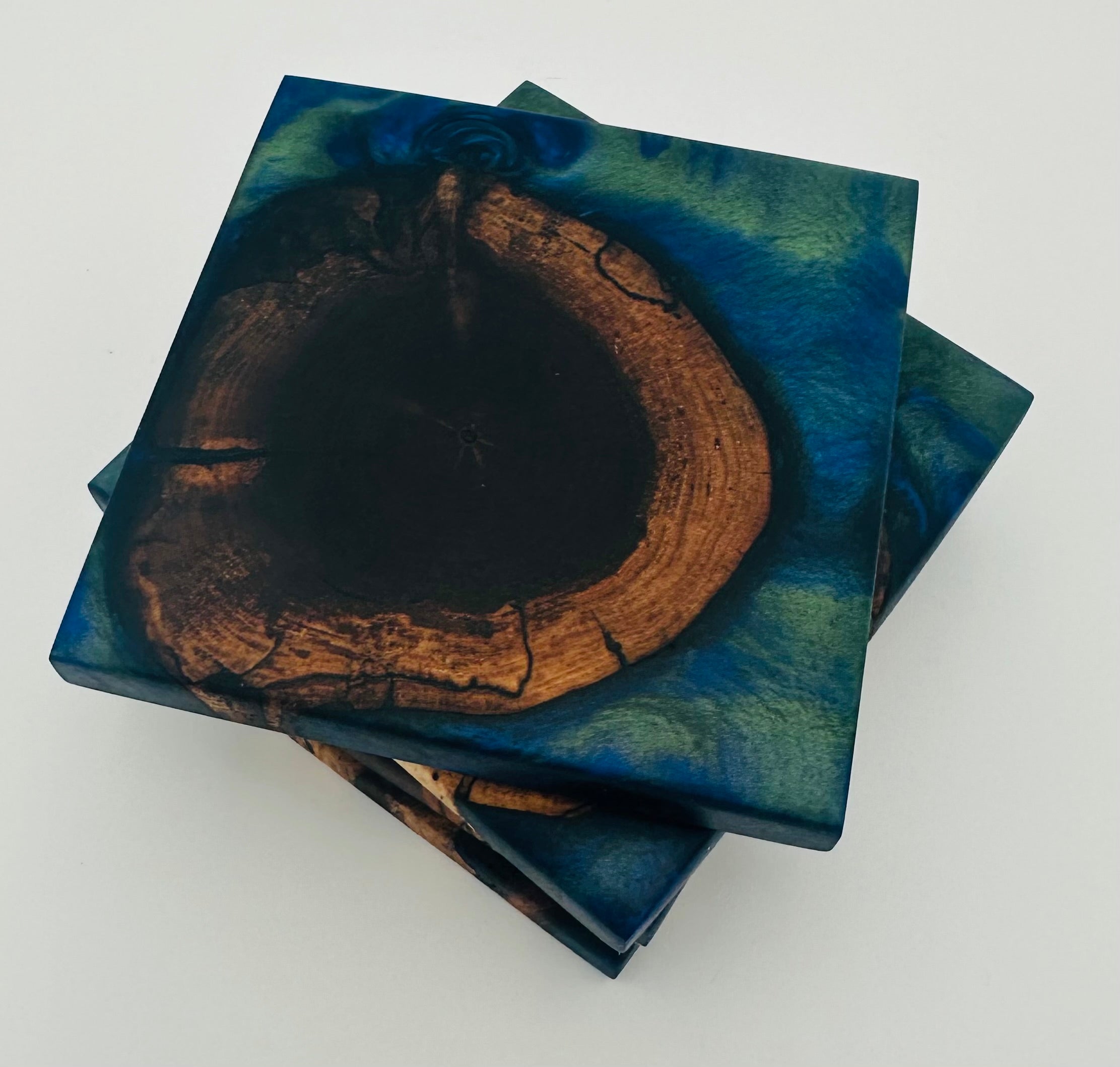 End Grain Black Walnut and Resin Coasters - Set of 4