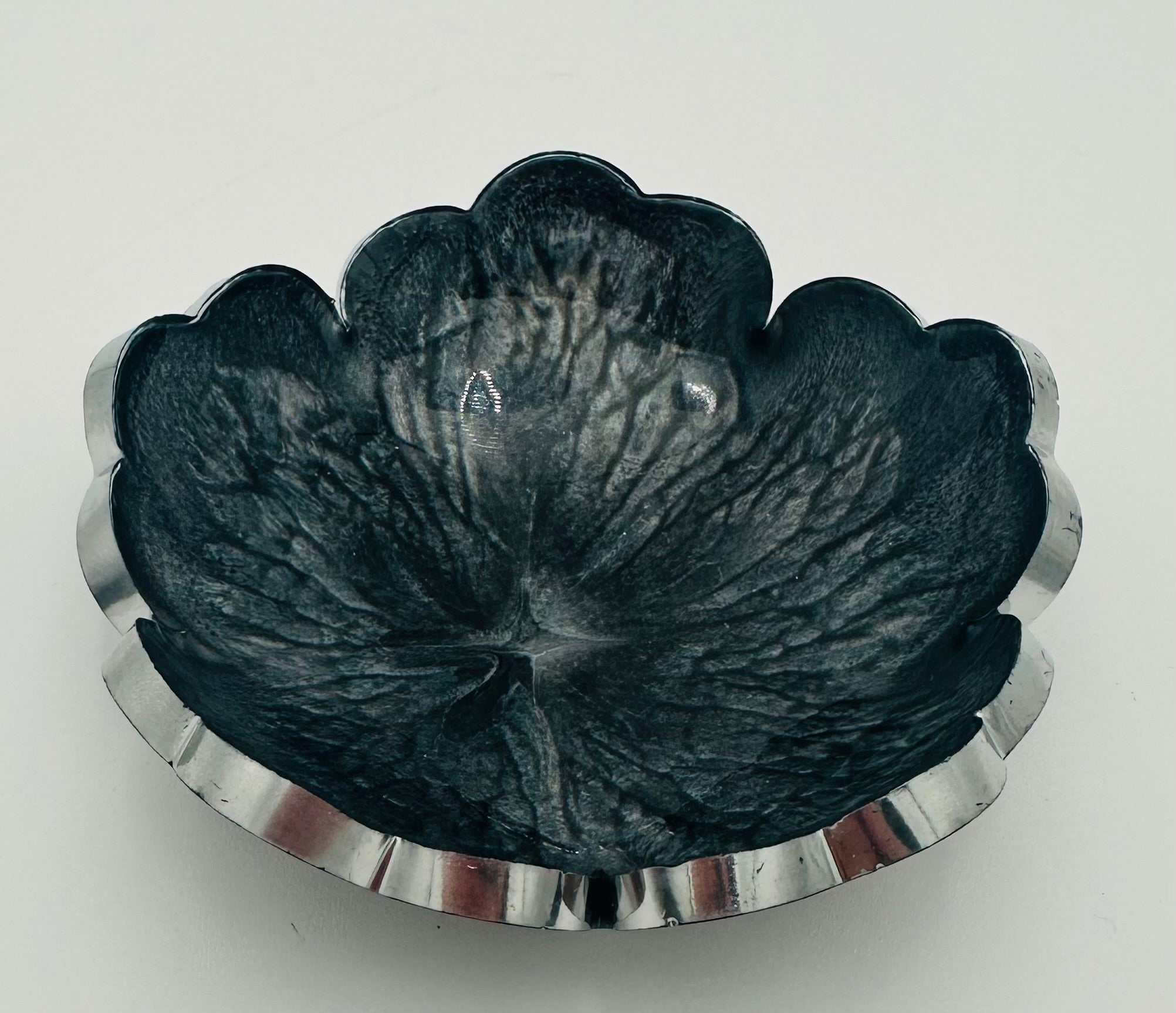 Small Resin Flower Bowl -Trimmed in Gold, Bronze, or Silver