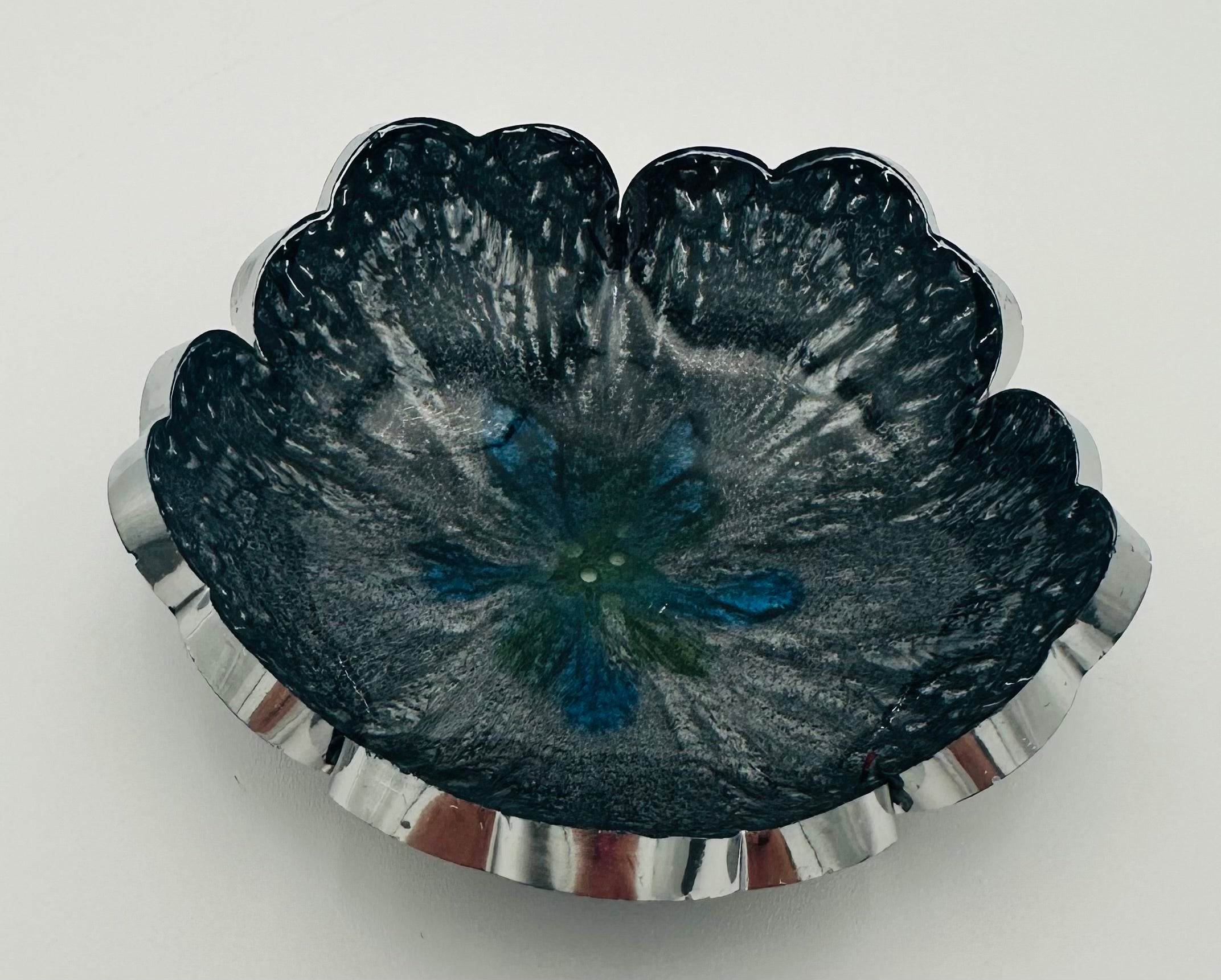 Small Resin Flower Bowl -Trimmed in Gold, Bronze, or Silver