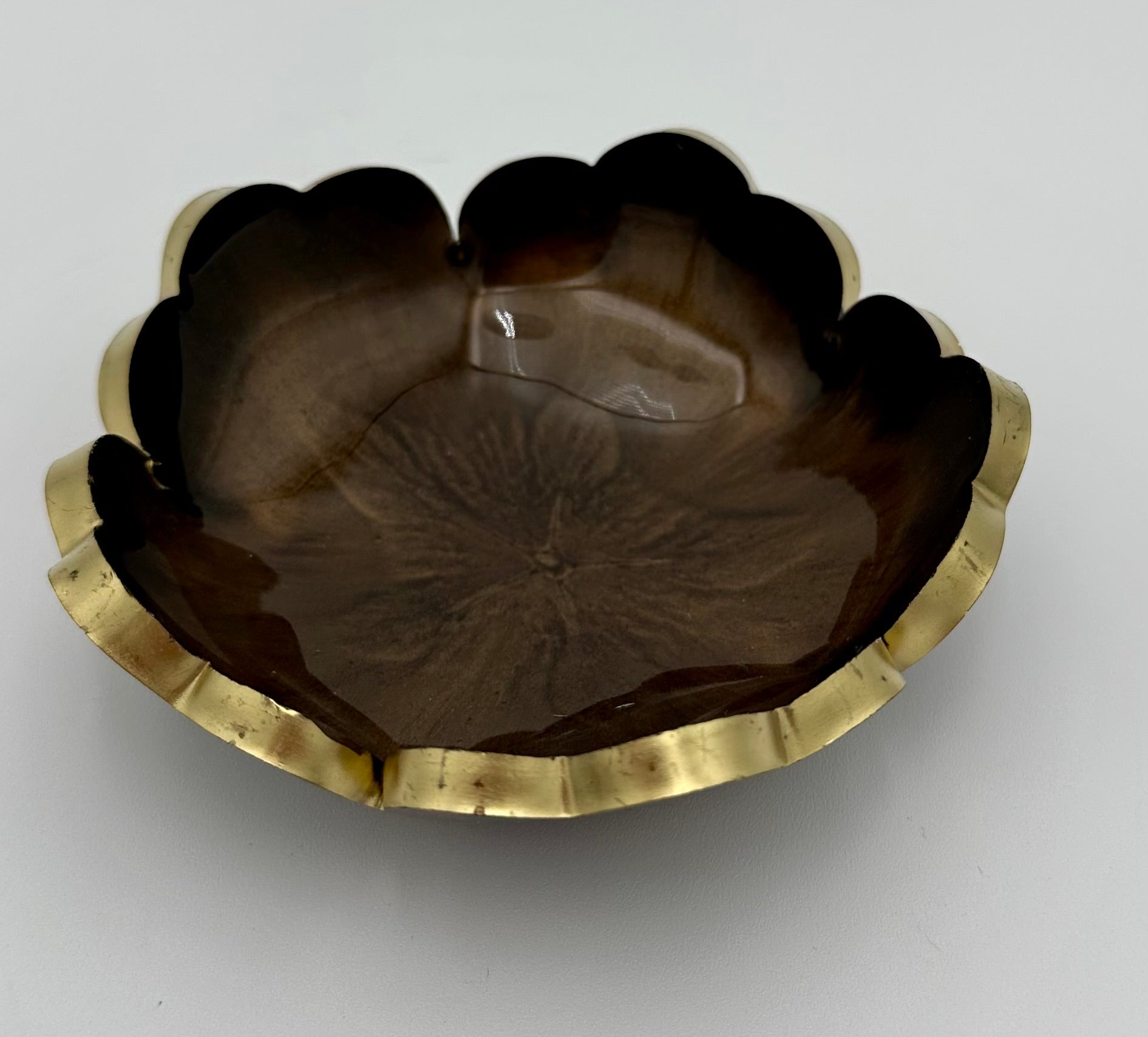 Small Resin Flower Bowl -Trimmed in Gold, Bronze, or Silver