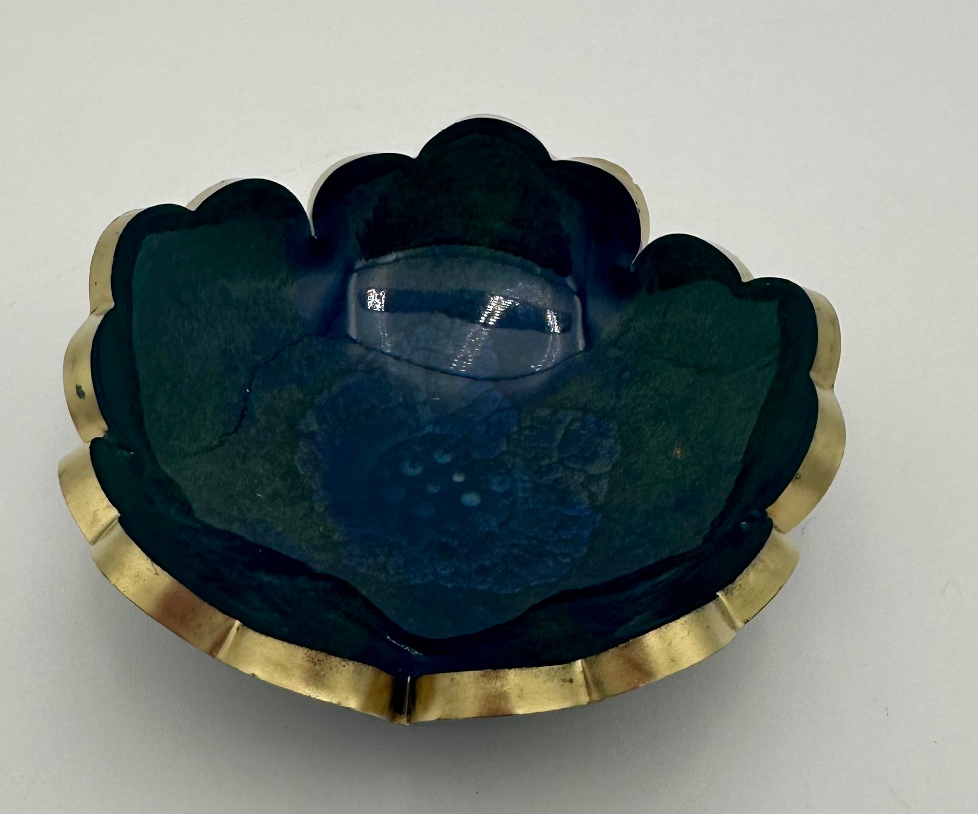 Small Resin Flower Bowl -Trimmed in Gold, Bronze, or Silver