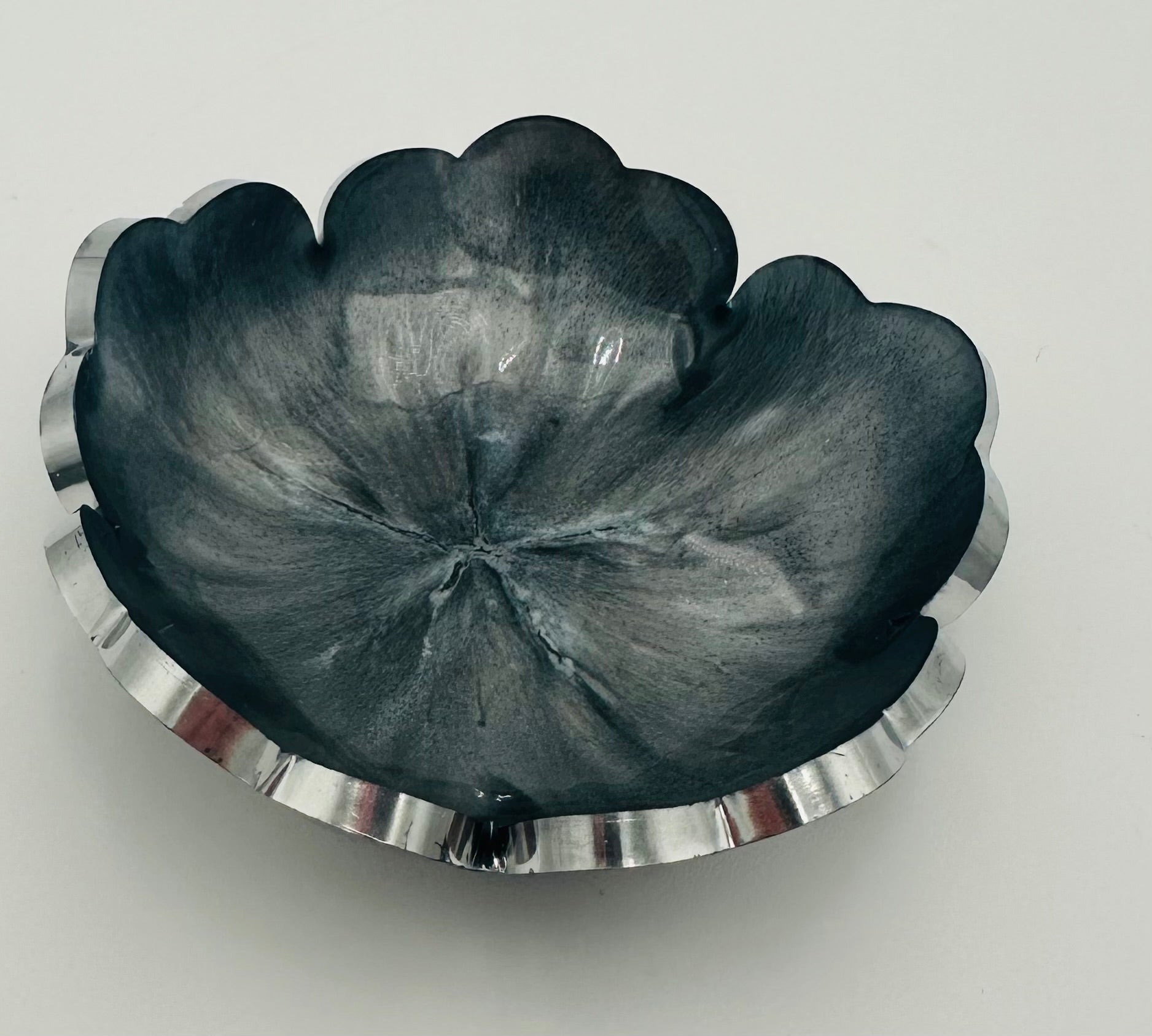 Small Resin Flower Bowl -Trimmed in Gold, Bronze, or Silver